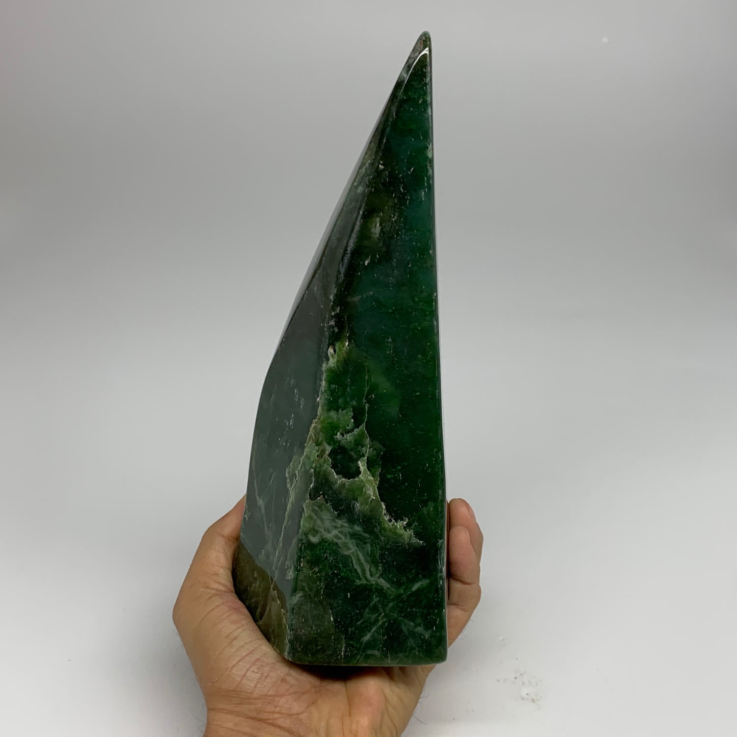 3.9 lbs, 8.7"x3"x3.4", Nephrite Jade Freeform Polished @Afghanistan, B30227