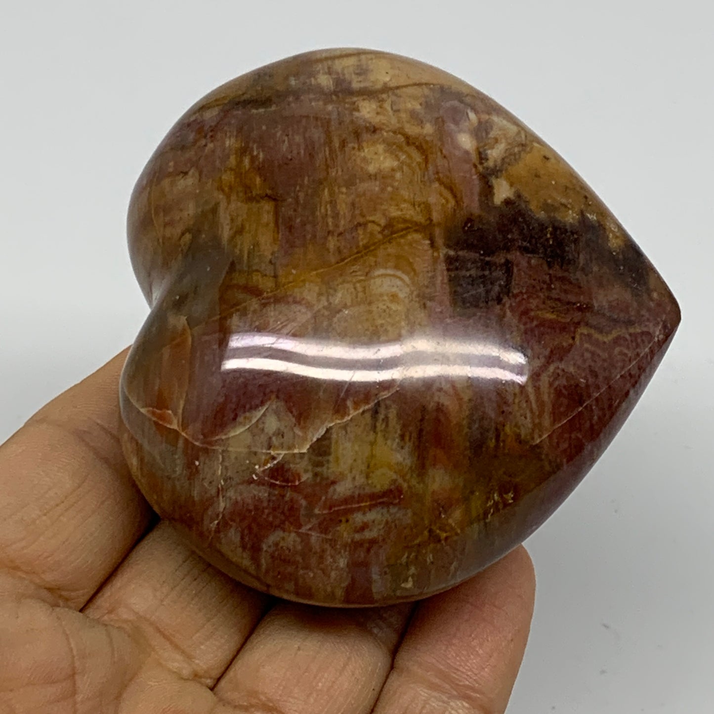 0.49 lbs, 2.6"x2.8"x1.5", Natural Petrified Wood Heart Polished Crystal, B37420