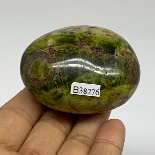 140g, 2.4"x2"x1.6", Green Opal Crystal PalmStone Polished Reiki, B38276