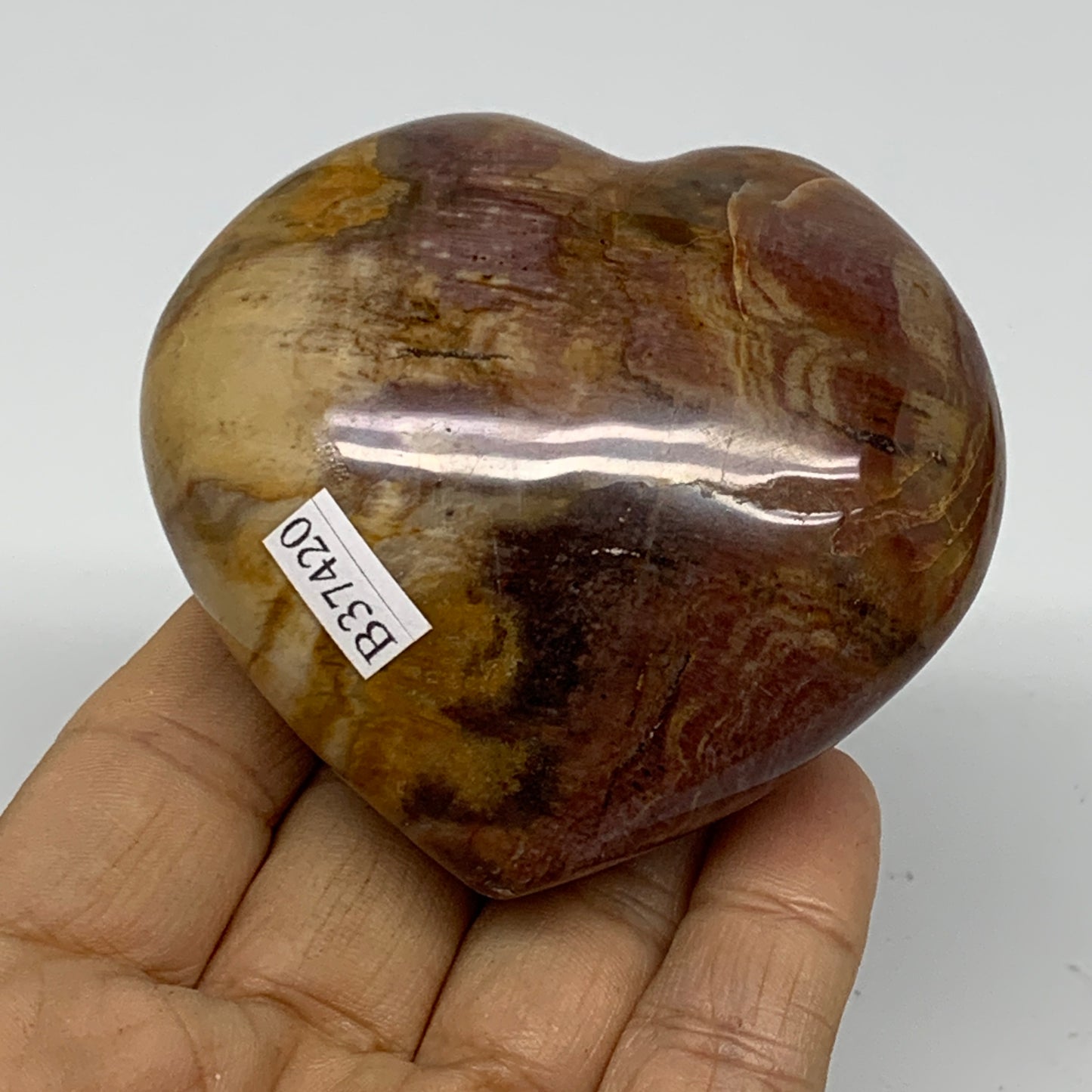 0.49 lbs, 2.6"x2.8"x1.5", Natural Petrified Wood Heart Polished Crystal, B37420