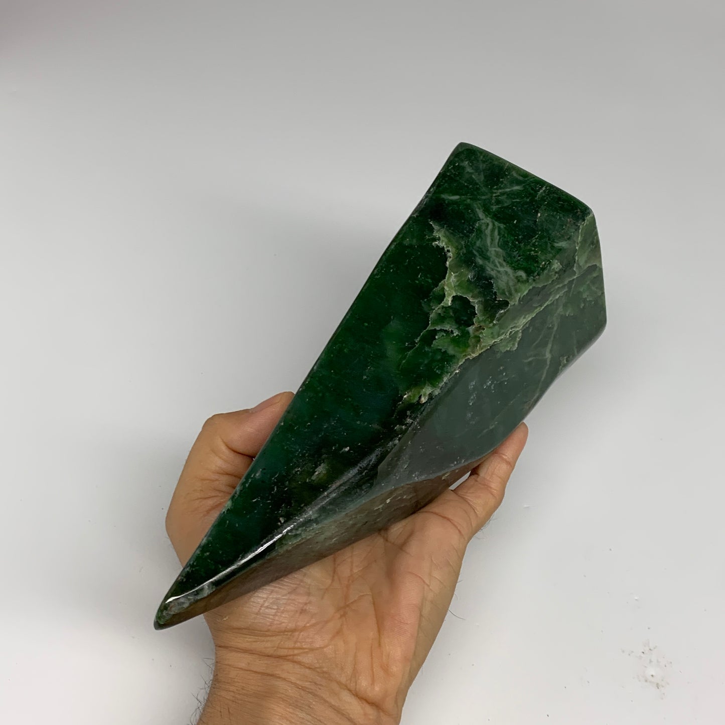 3.9 lbs, 8.7"x3"x3.4", Nephrite Jade Freeform Polished @Afghanistan, B30227