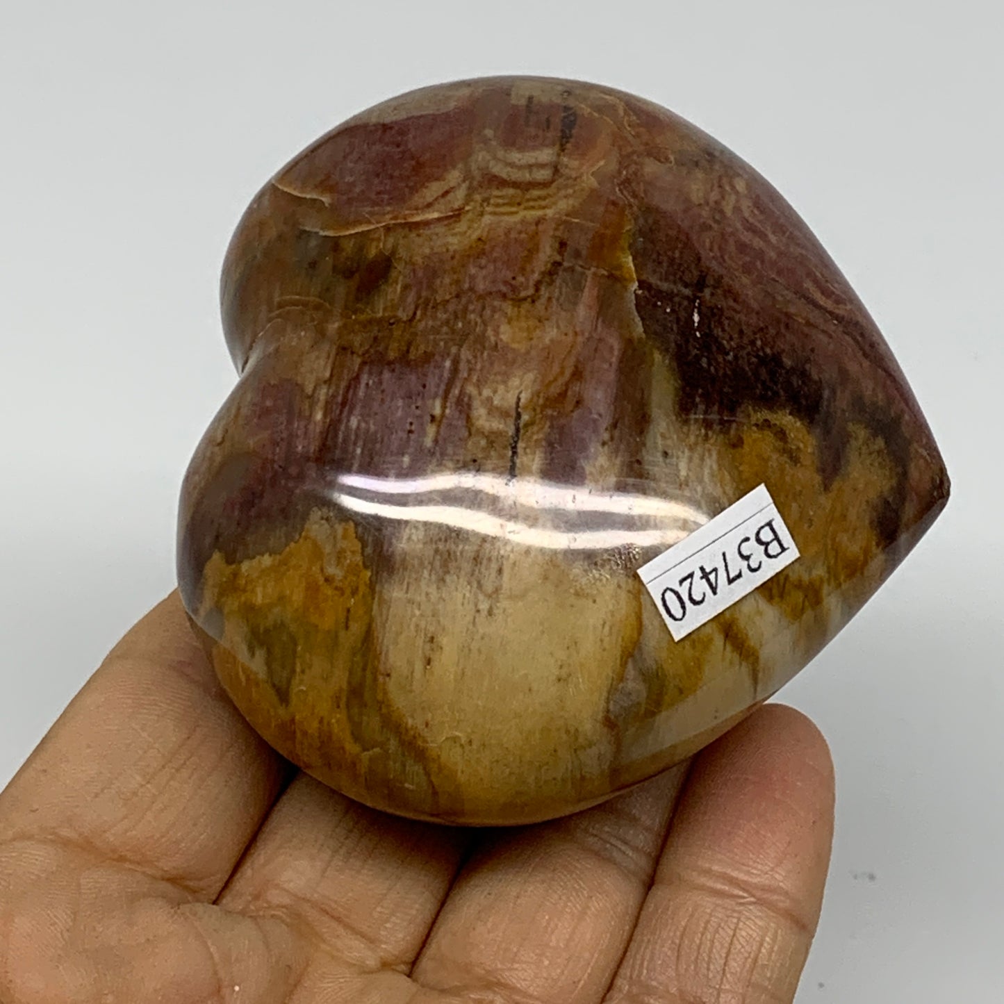 0.49 lbs, 2.6"x2.8"x1.5", Natural Petrified Wood Heart Polished Crystal, B37420