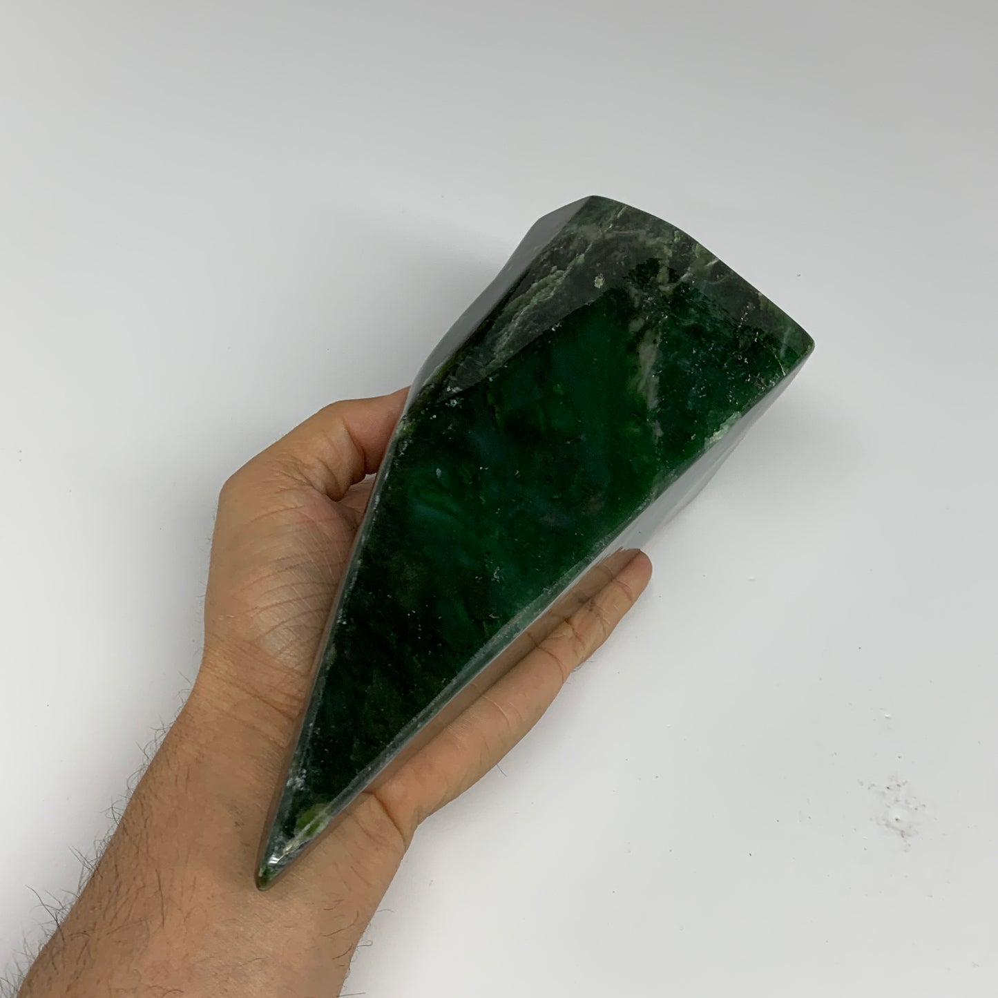 3.9 lbs, 8.7"x3"x3.4", Nephrite Jade Freeform Polished @Afghanistan, B30227