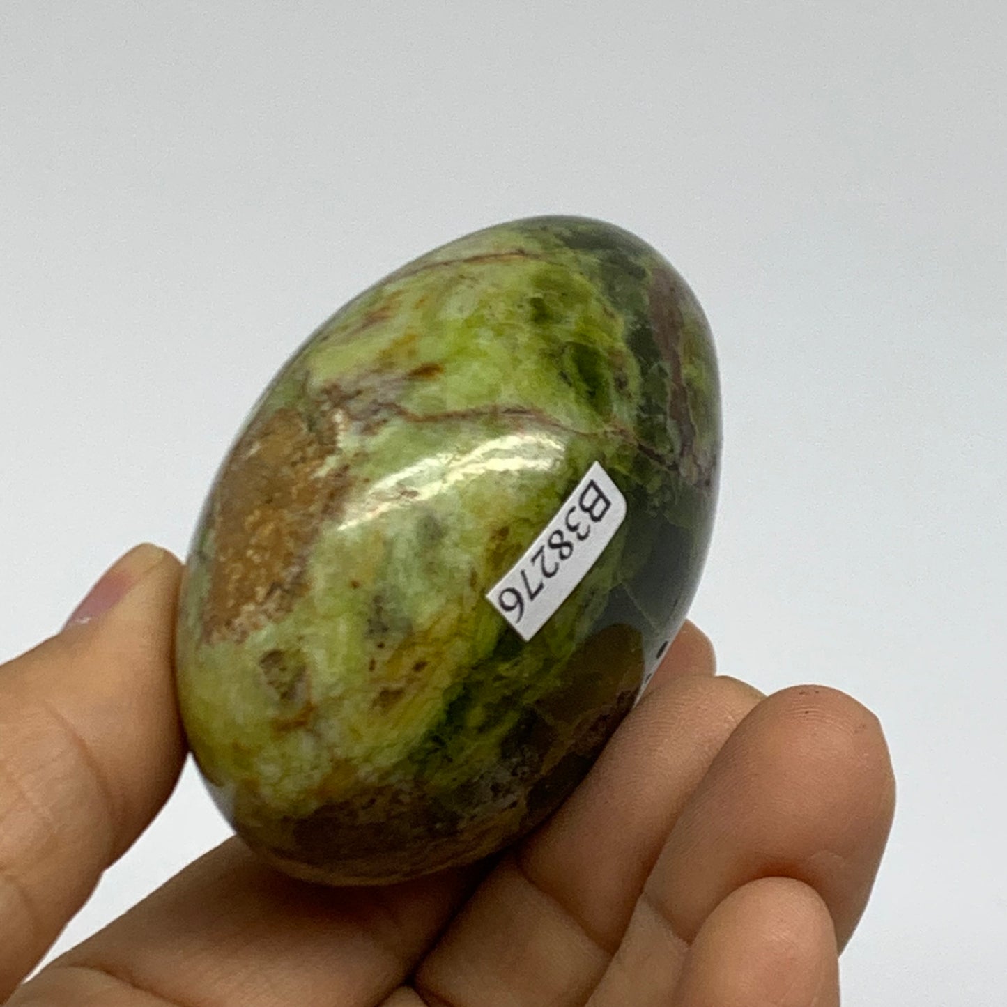 140g, 2.4"x2"x1.6", Green Opal Crystal PalmStone Polished Reiki, B38276