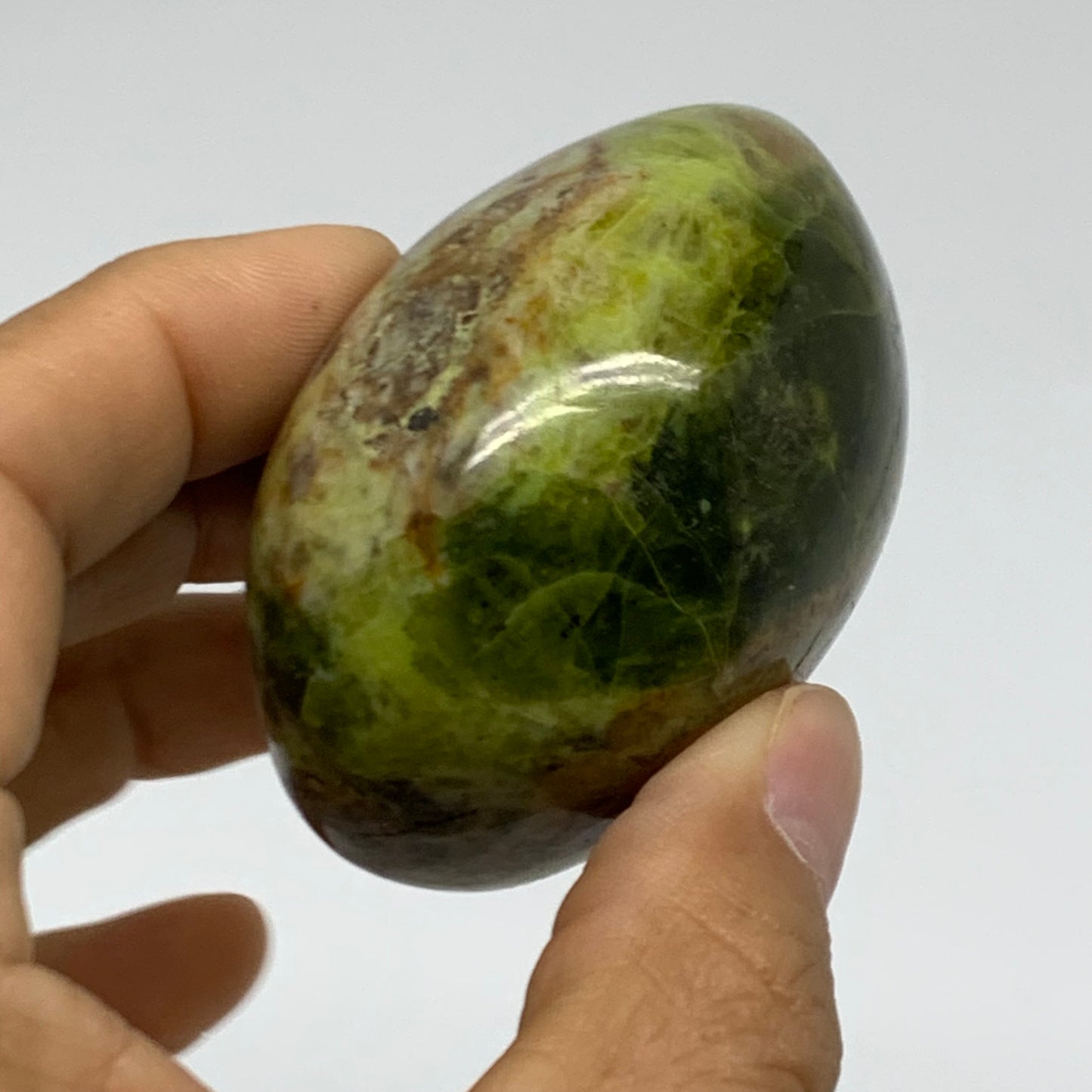 140g, 2.4"x2"x1.6", Green Opal Crystal PalmStone Polished Reiki, B38276