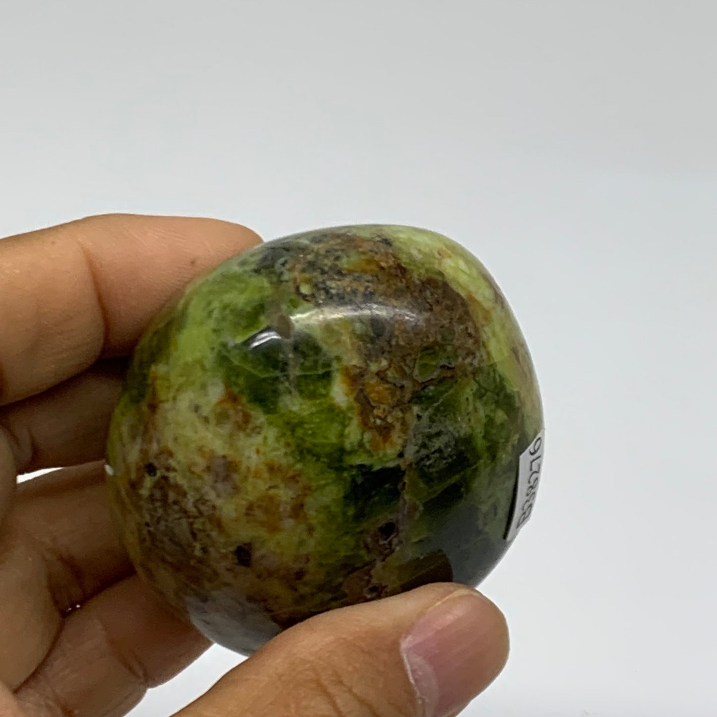 140g, 2.4"x2"x1.6", Green Opal Crystal PalmStone Polished Reiki, B38276