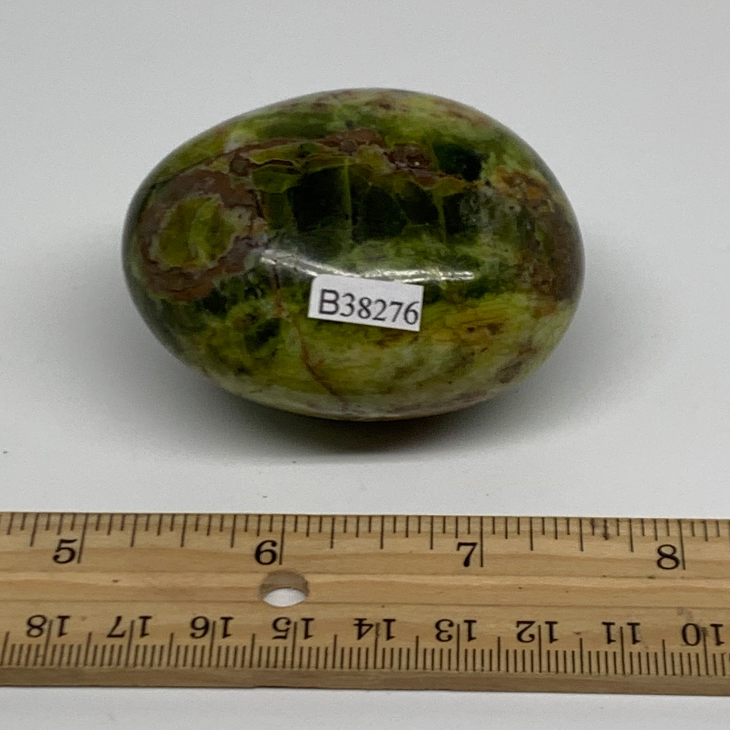 140g, 2.4"x2"x1.6", Green Opal Crystal PalmStone Polished Reiki, B38276