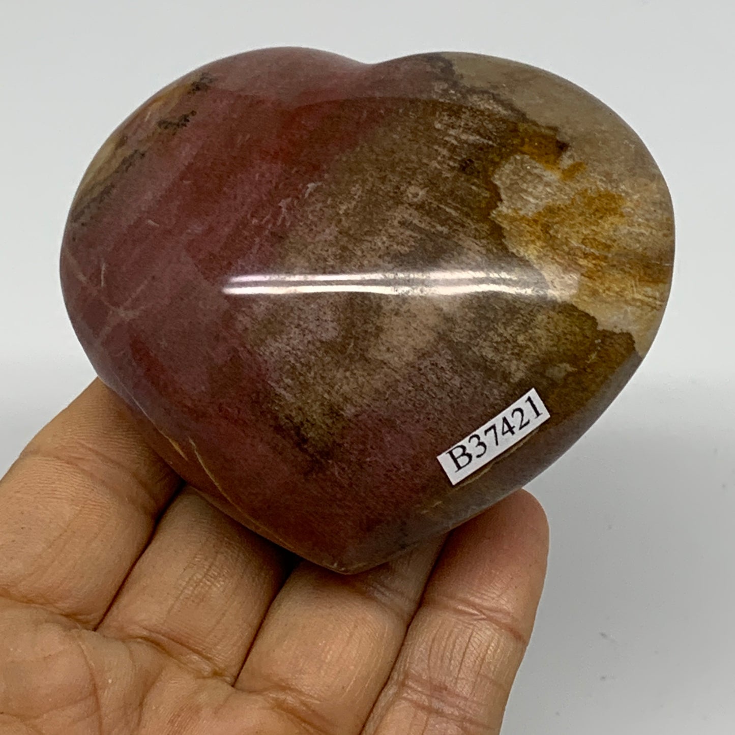 0.56 lbs, 2.7"x3.1"x1.4", Natural Petrified Wood Heart Polished Crystal, B37421