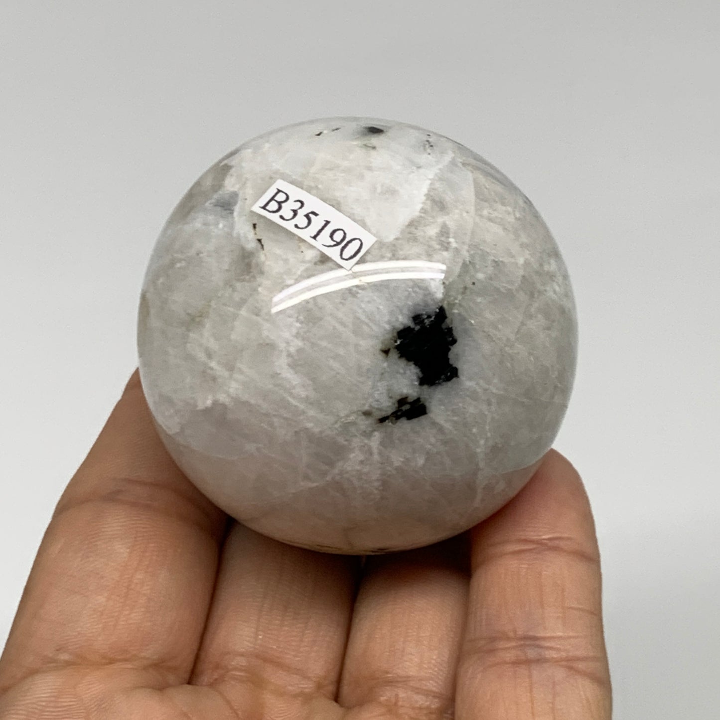 168.9g, 2"(50mm), Natural Rainbow Moonstone Sphere Ball Gemstone, B35190