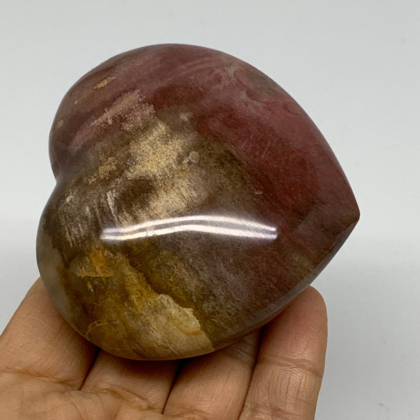 0.56 lbs, 2.7"x3.1"x1.4", Natural Petrified Wood Heart Polished Crystal, B37421