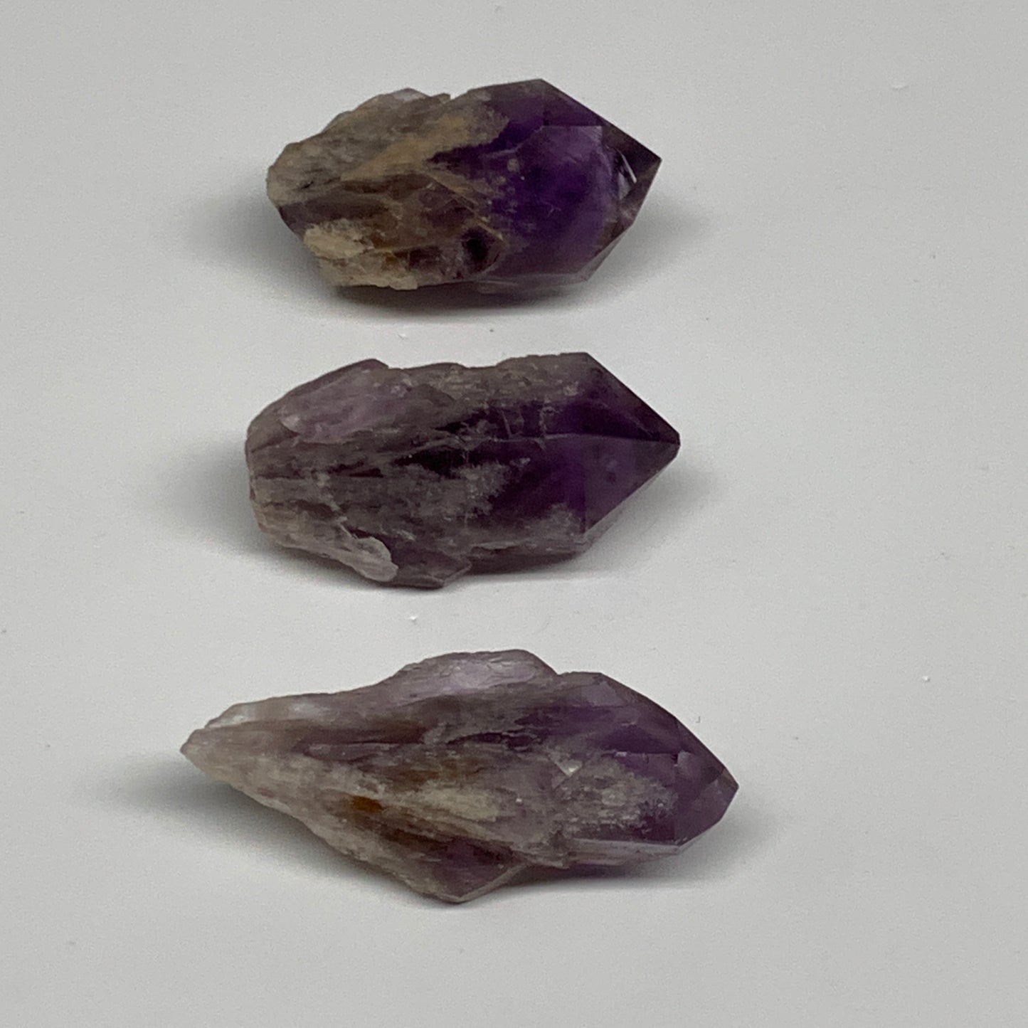 120g, 2" - 2.4", 3pcs, Amethyst Point Polished Rough lower part, B32390