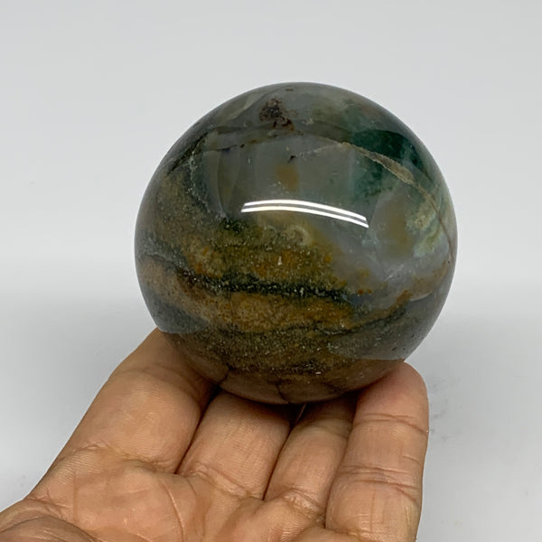 0.7 lbs, 2.4" (61mm), Ocean Jasper Sphere Geode Crystal Reiki, B30957