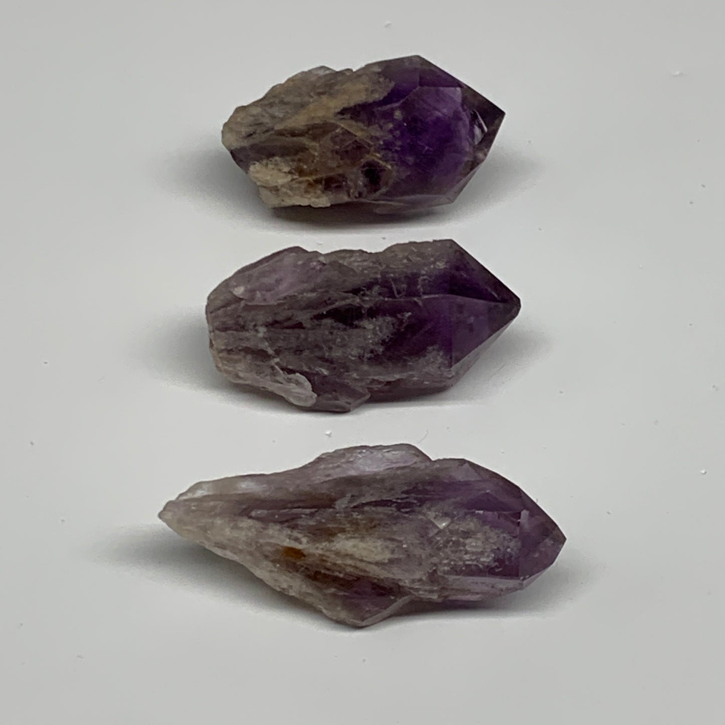 120g, 2" - 2.4", 3pcs, Amethyst Point Polished Rough lower part, B32390