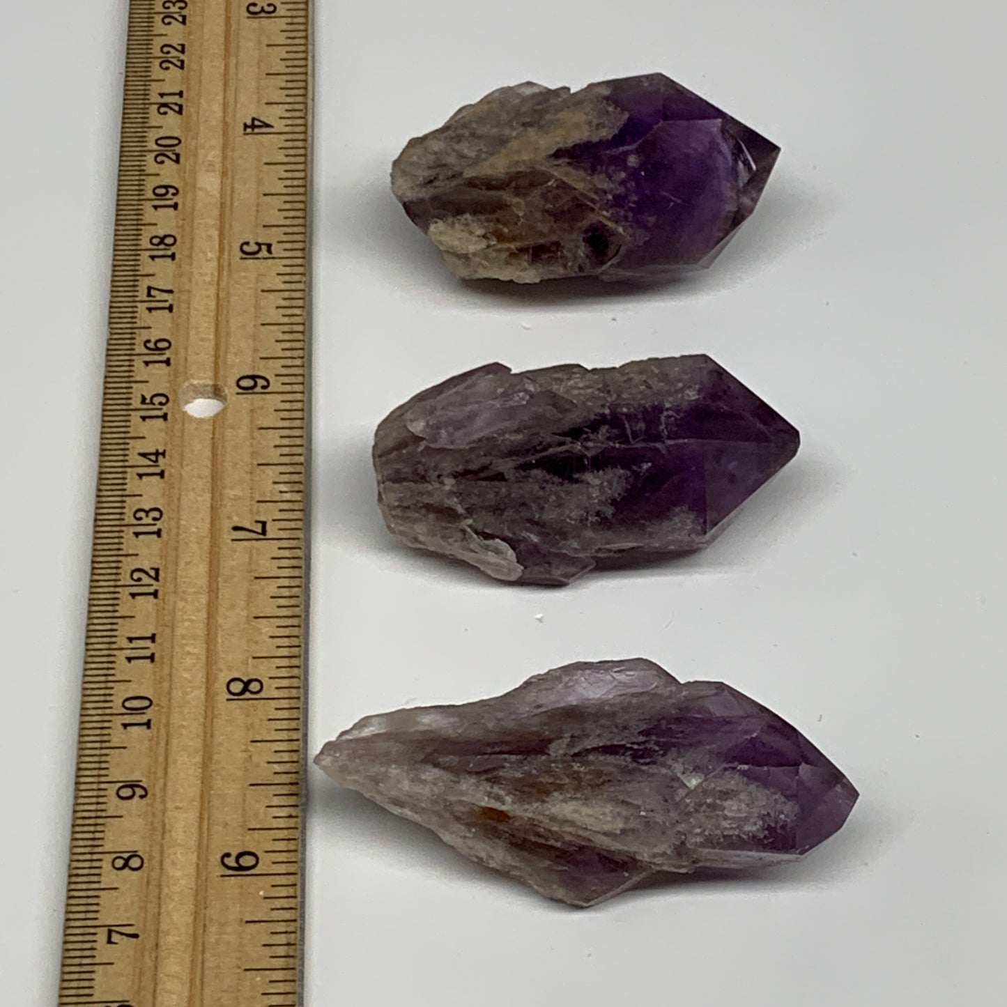 120g, 2" - 2.4", 3pcs, Amethyst Point Polished Rough lower part, B32390