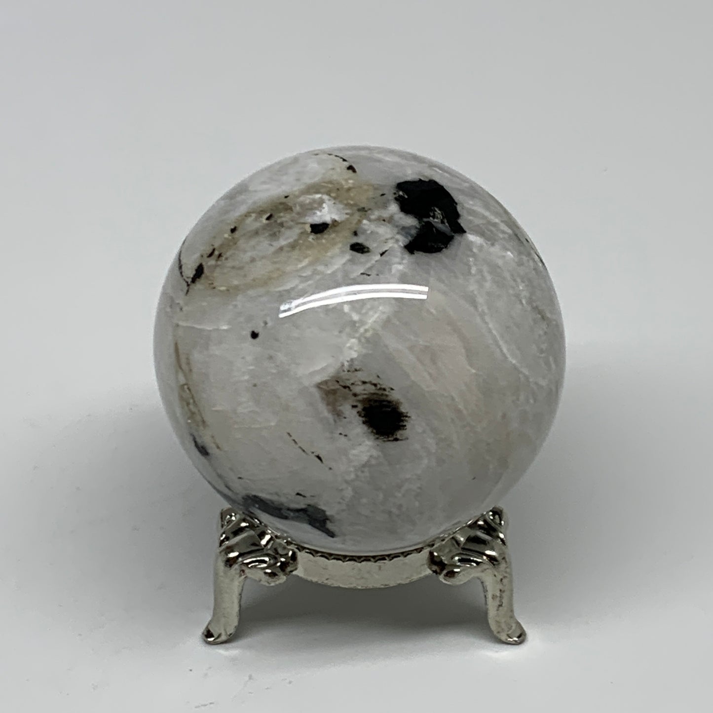 168.9g, 2"(50mm), Natural Rainbow Moonstone Sphere Ball Gemstone, B35190