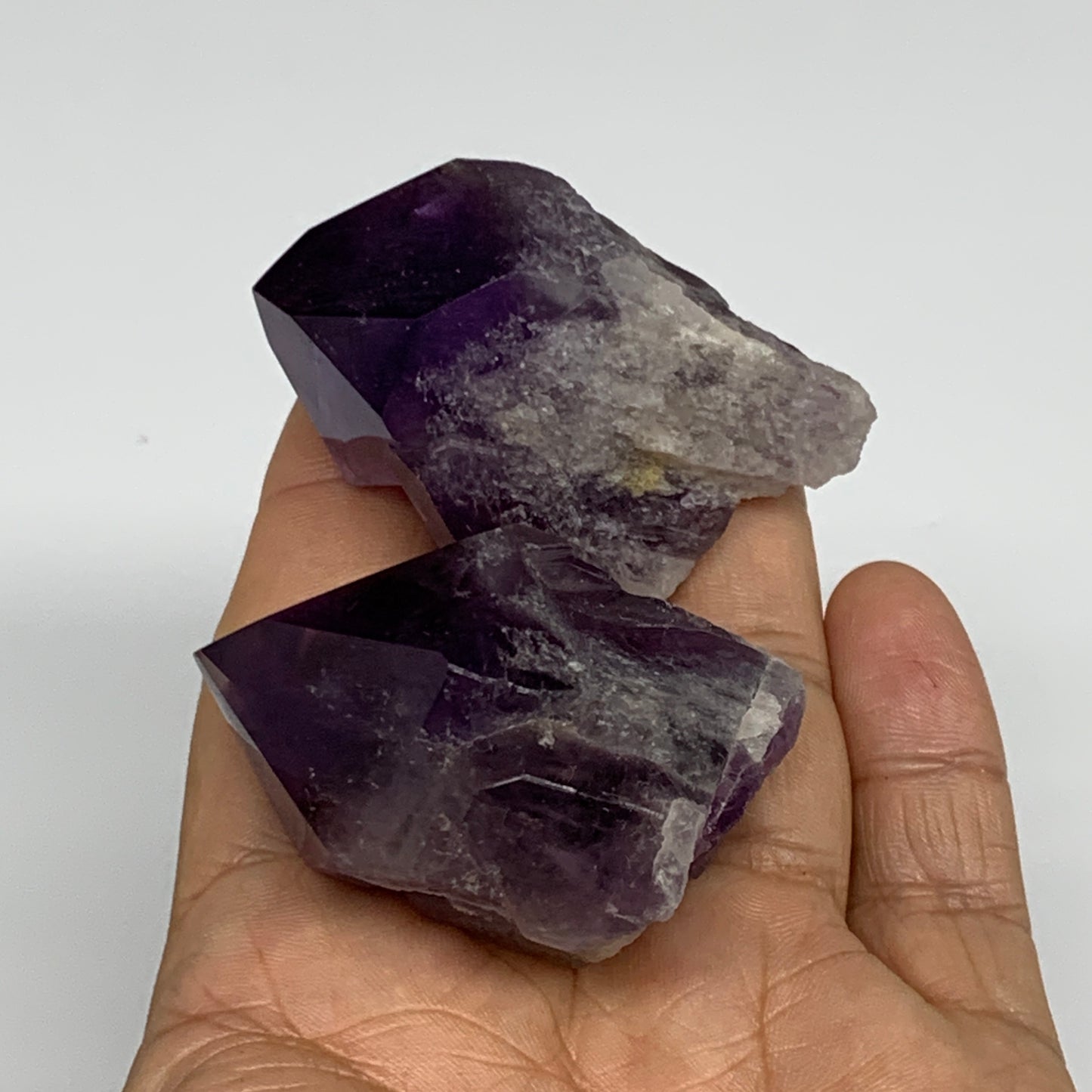 112.4g, 2" - 2.2", 2pcs, Amethyst Point Polished Rough lower part, B32391