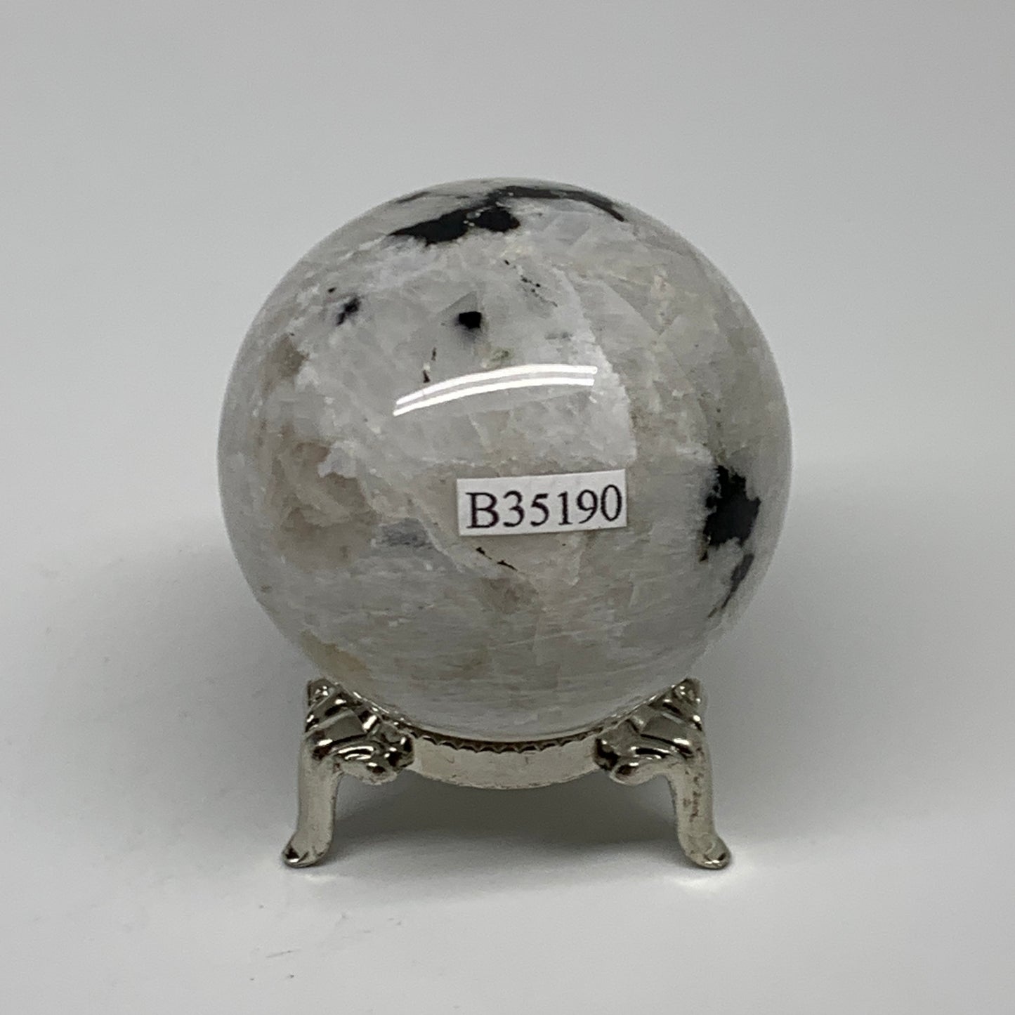 168.9g, 2"(50mm), Natural Rainbow Moonstone Sphere Ball Gemstone, B35190