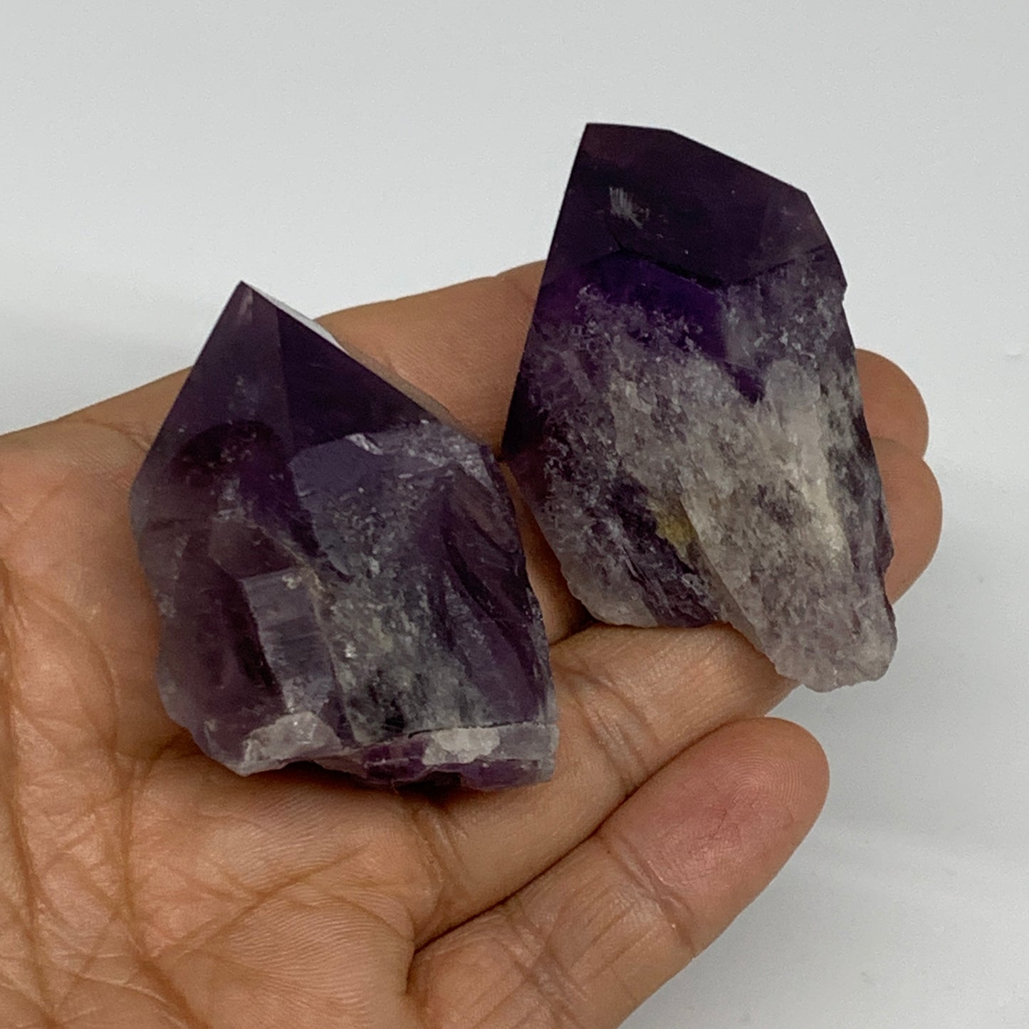 112.4g, 2" - 2.2", 2pcs, Amethyst Point Polished Rough lower part, B32391