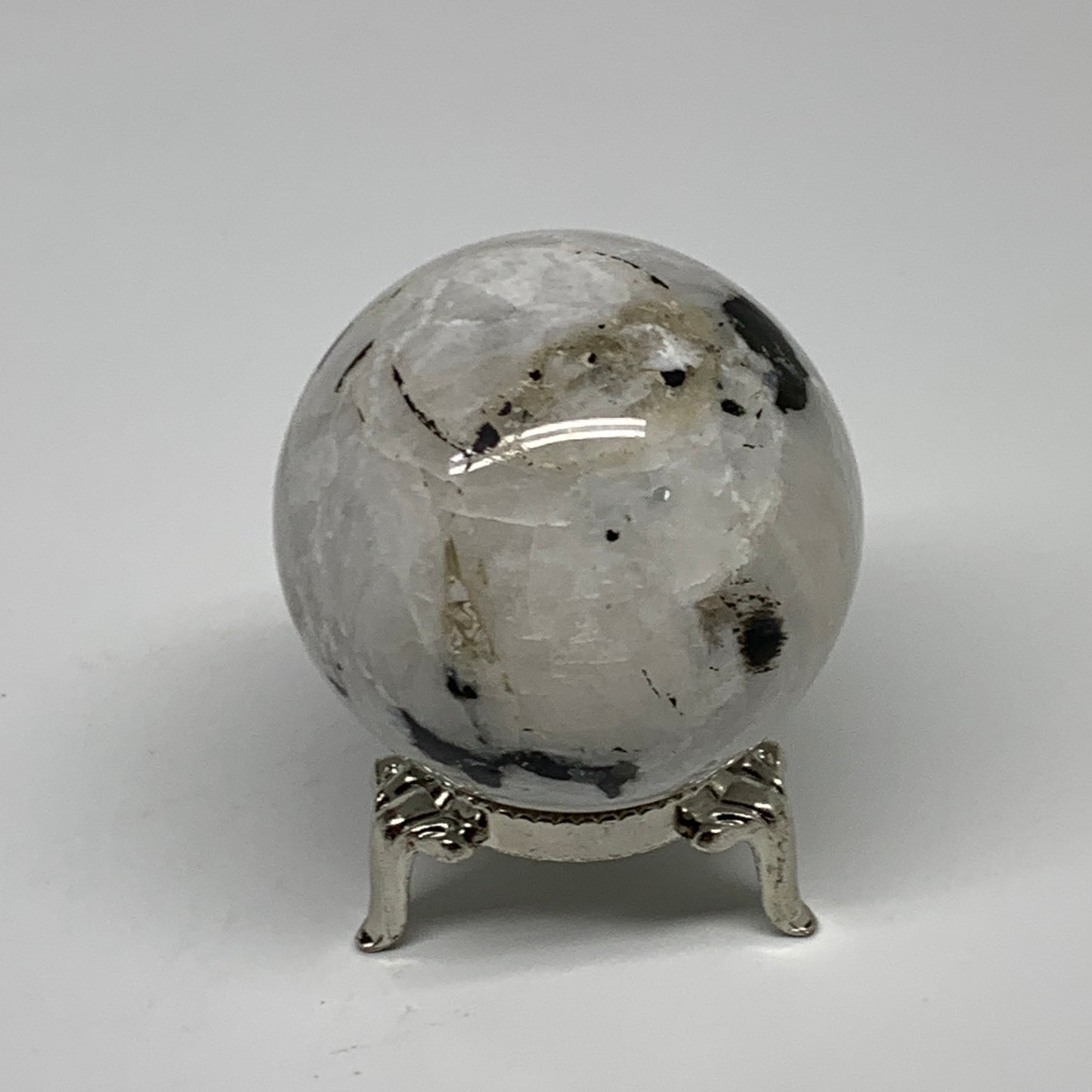 168.9g, 2"(50mm), Natural Rainbow Moonstone Sphere Ball Gemstone, B35190