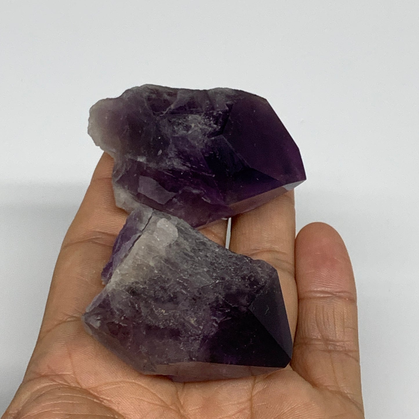 112.4g, 2" - 2.2", 2pcs, Amethyst Point Polished Rough lower part, B32391
