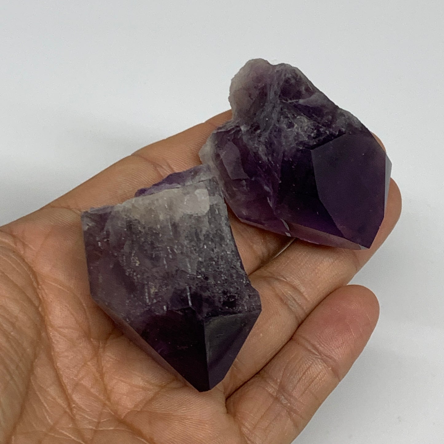 112.4g, 2" - 2.2", 2pcs, Amethyst Point Polished Rough lower part, B32391
