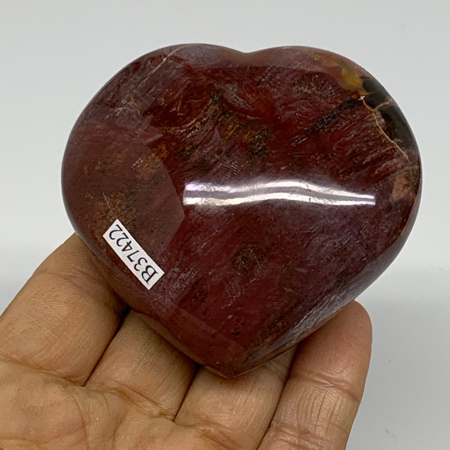 0.45 lbs, 2.6"x2.8"x1.3", Natural Petrified Wood Heart Polished Crystal, B37422