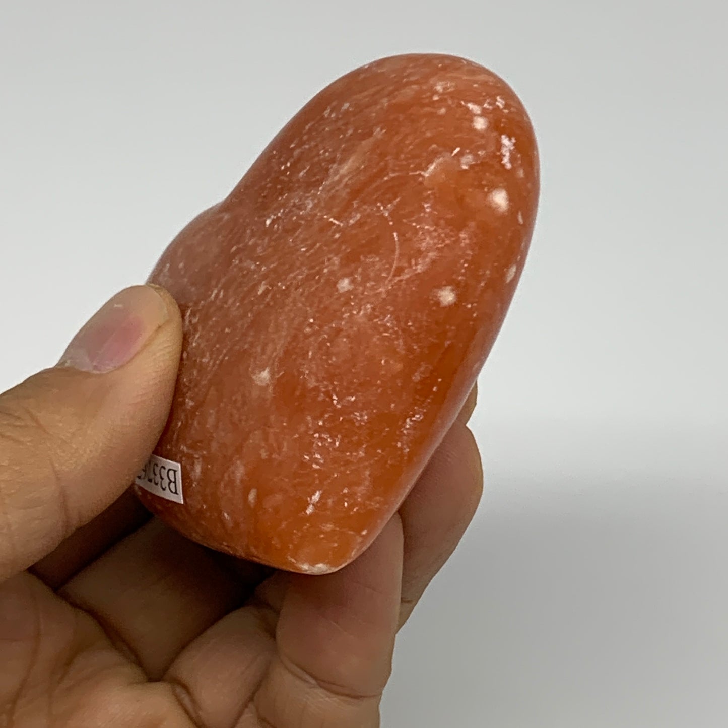 145.1g, 2.4"x2.8"x1.1" Orange Calcite Heart Gemstones from Madagascar, B33767