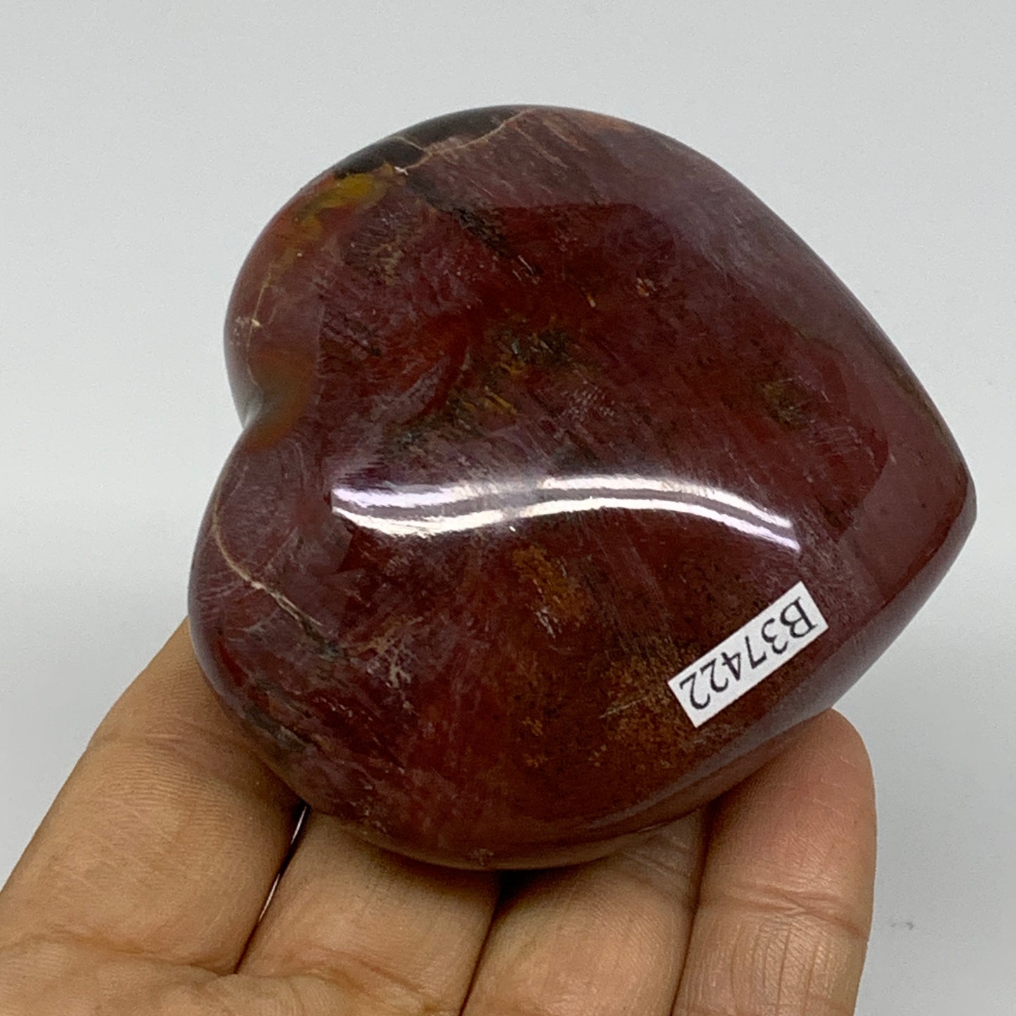 0.45 lbs, 2.6"x2.8"x1.3", Natural Petrified Wood Heart Polished Crystal, B37422