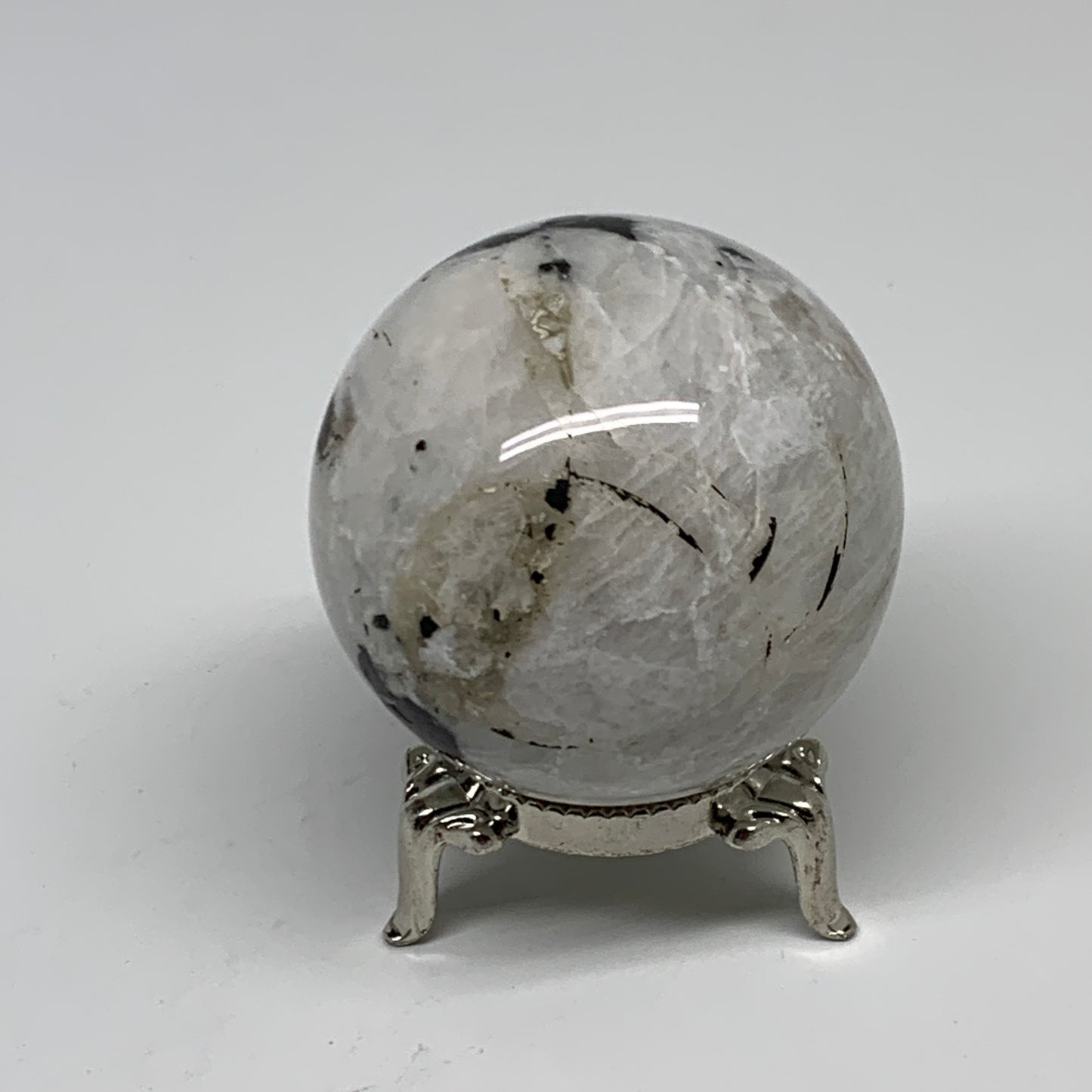 168.9g, 2"(50mm), Natural Rainbow Moonstone Sphere Ball Gemstone, B35190