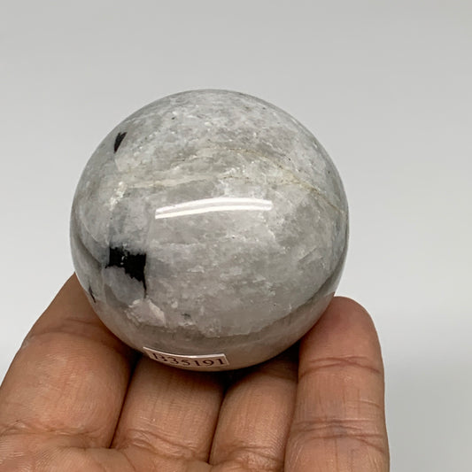 151g, 1.9"(48mm), Natural Rainbow Moonstone Sphere Ball Gemstone, B35191