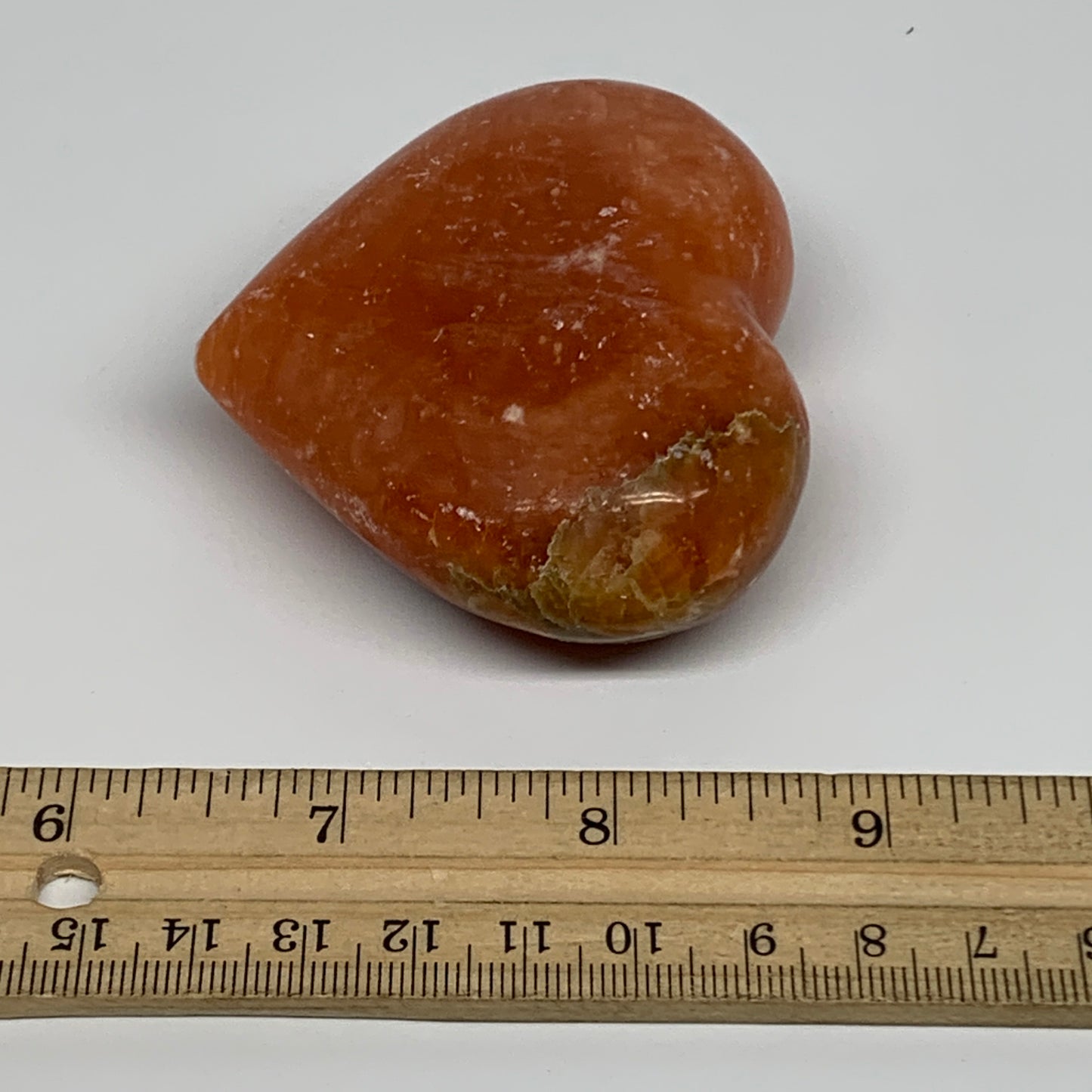 145.1g, 2.4"x2.8"x1.1" Orange Calcite Heart Gemstones from Madagascar, B33767