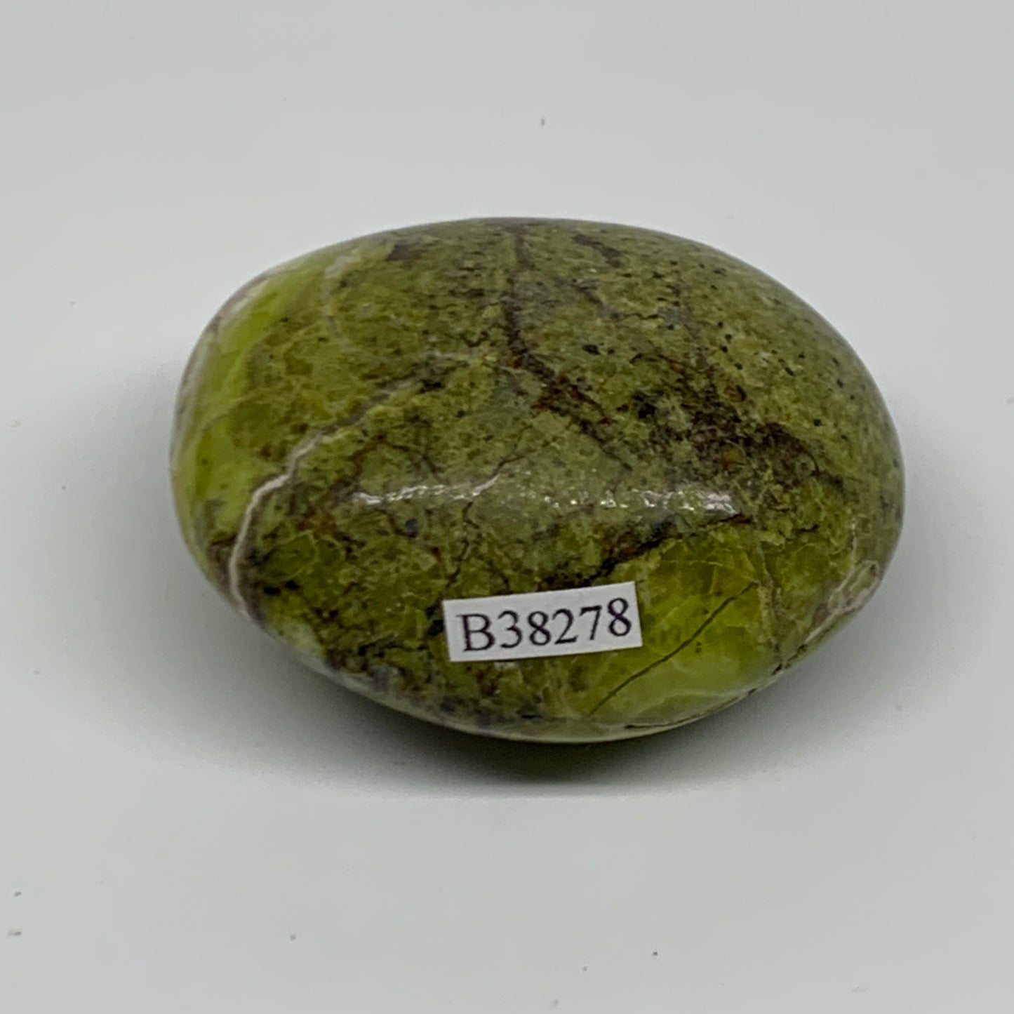 108.1g, 2.3"x2"x1.2", Green Opal Crystal PalmStone Polished Reiki, B38278