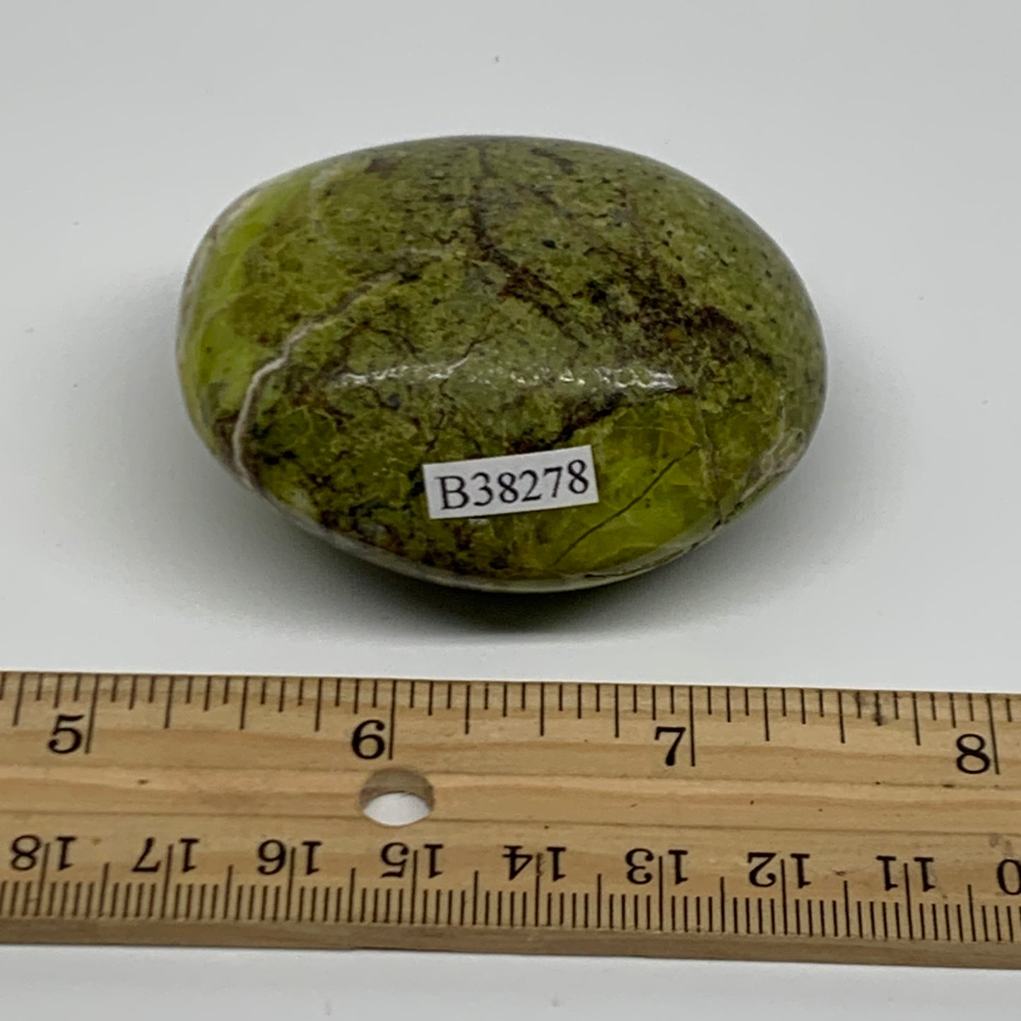 108.1g, 2.3"x2"x1.2", Green Opal Crystal PalmStone Polished Reiki, B38278