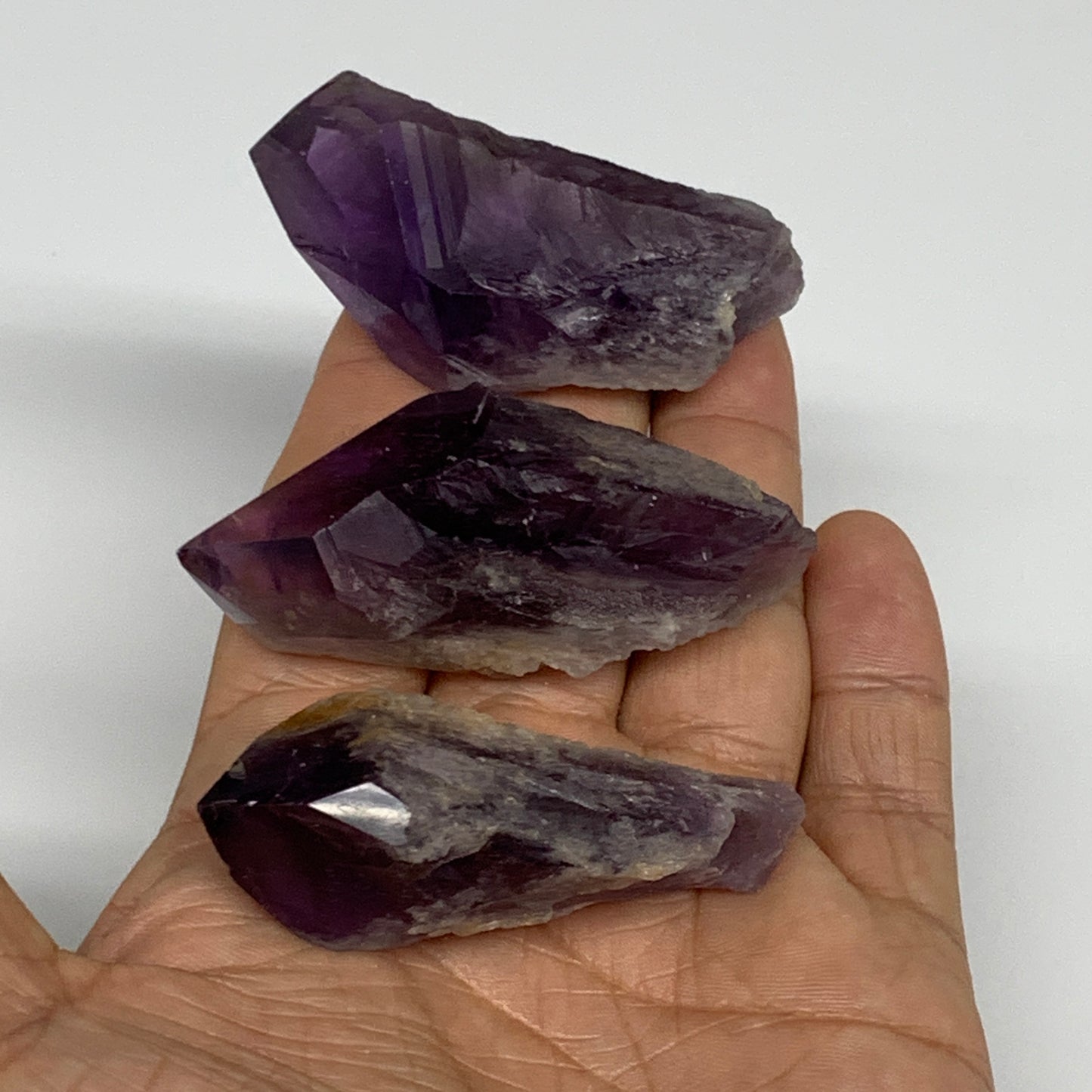 98.4g, 2.2" - 2.4", 3pcs, Amethyst Point Polished Rough lower part, B32392