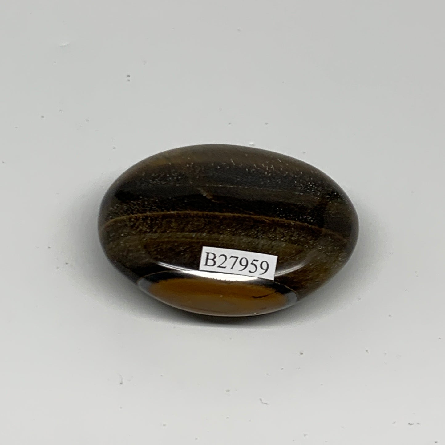 77.3g, 2.2"x1.7"x0.8", Natural Tiger's Eye Palm-Stone Gemstone @India, B27959