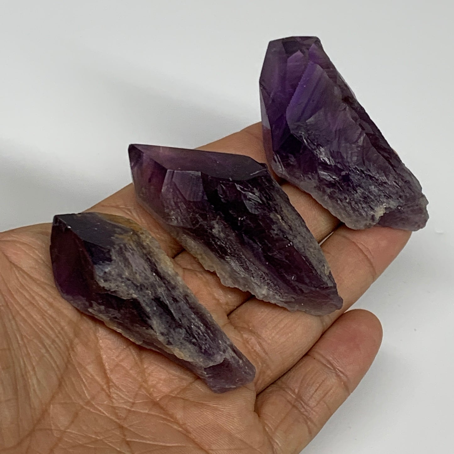 98.4g, 2.2" - 2.4", 3pcs, Amethyst Point Polished Rough lower part, B32392