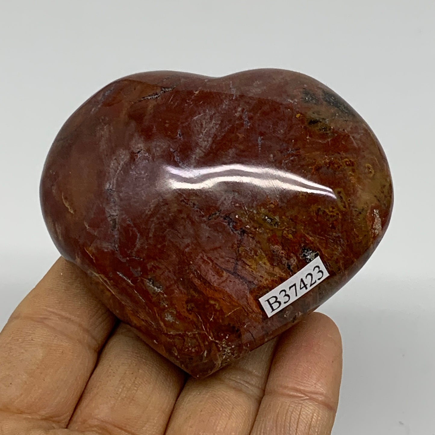 0.41 lbs, 2.5"x2.8"x1.4", Natural Petrified Wood Heart Polished Crystal, B37423