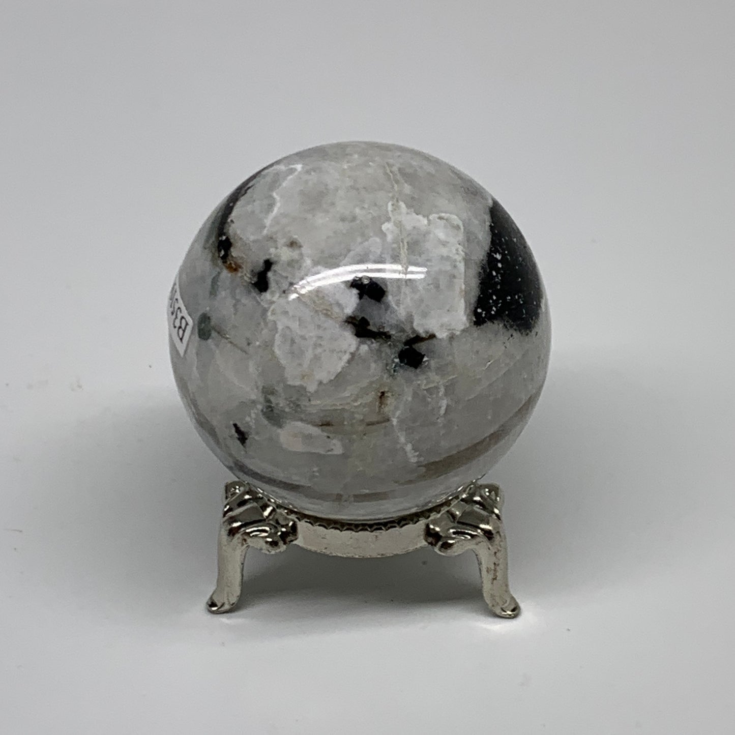 151g, 1.9"(48mm), Natural Rainbow Moonstone Sphere Ball Gemstone, B35191