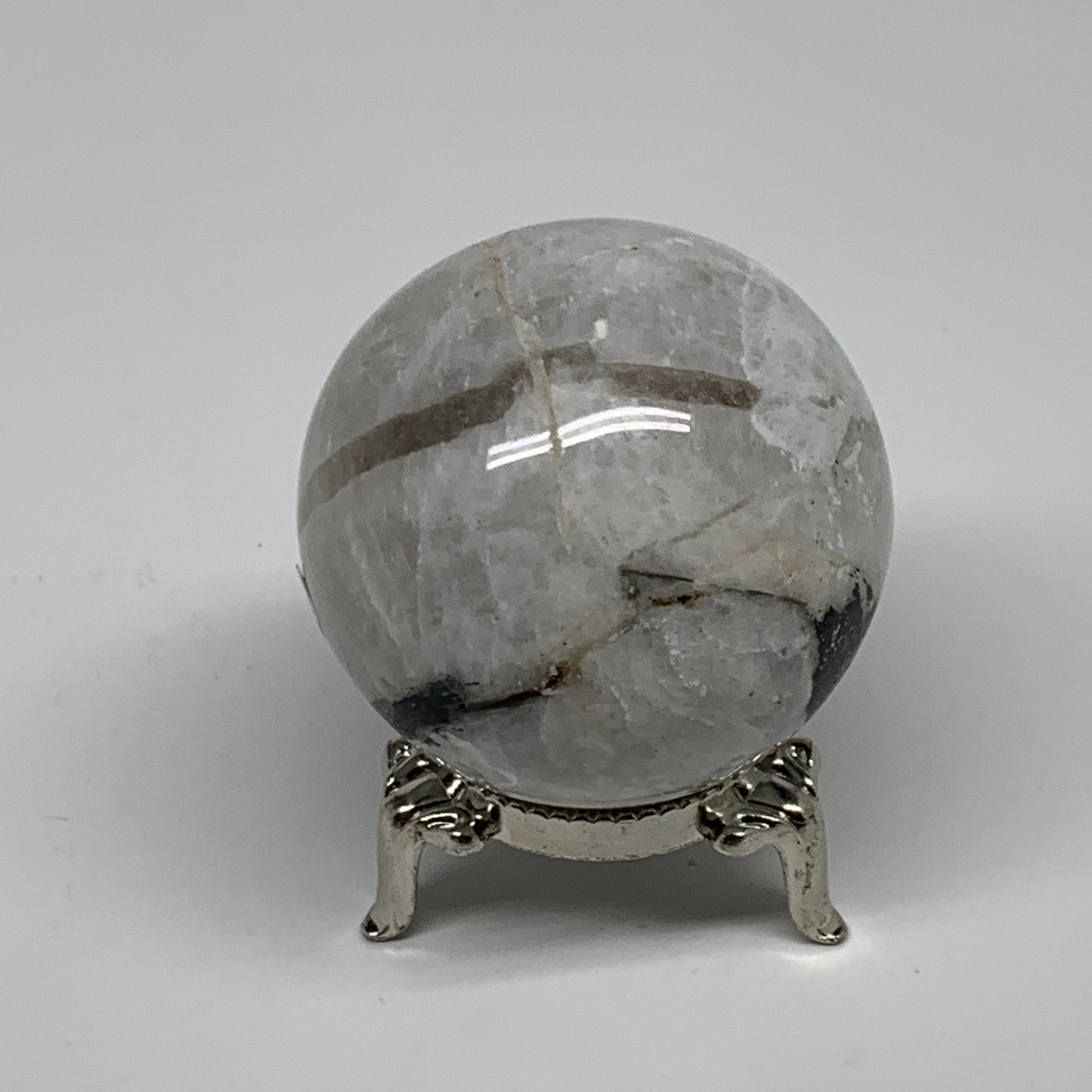 151g, 1.9"(48mm), Natural Rainbow Moonstone Sphere Ball Gemstone, B35191