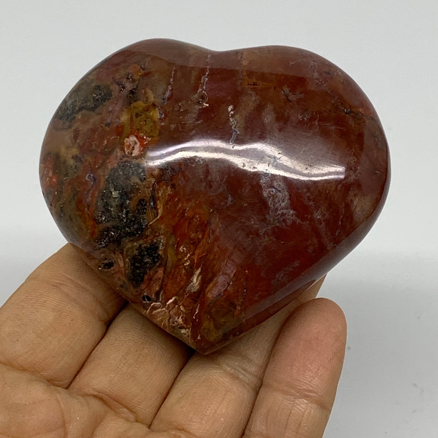 0.41 lbs, 2.5"x2.8"x1.4", Natural Petrified Wood Heart Polished Crystal, B37423