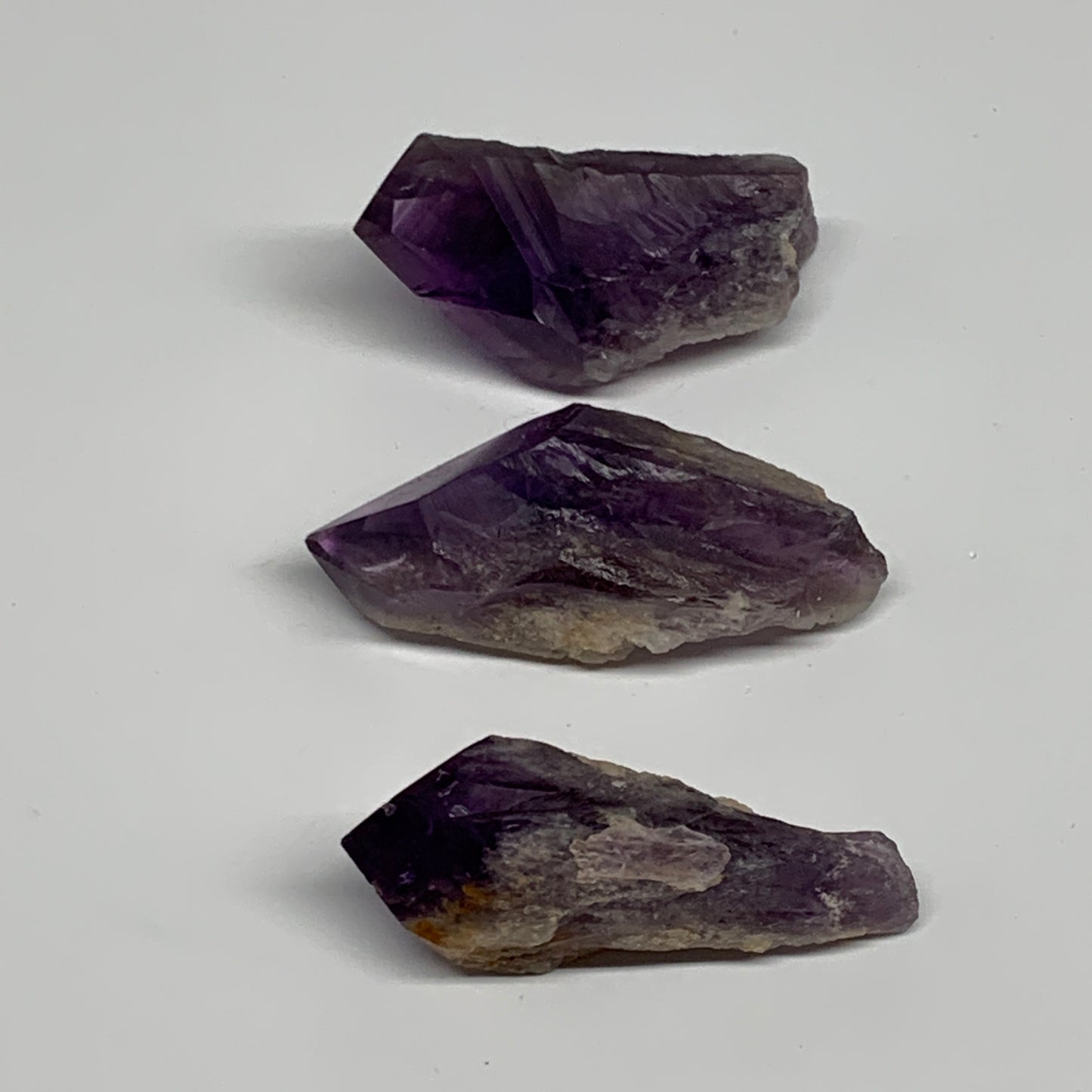 98.4g, 2.2" - 2.4", 3pcs, Amethyst Point Polished Rough lower part, B32392