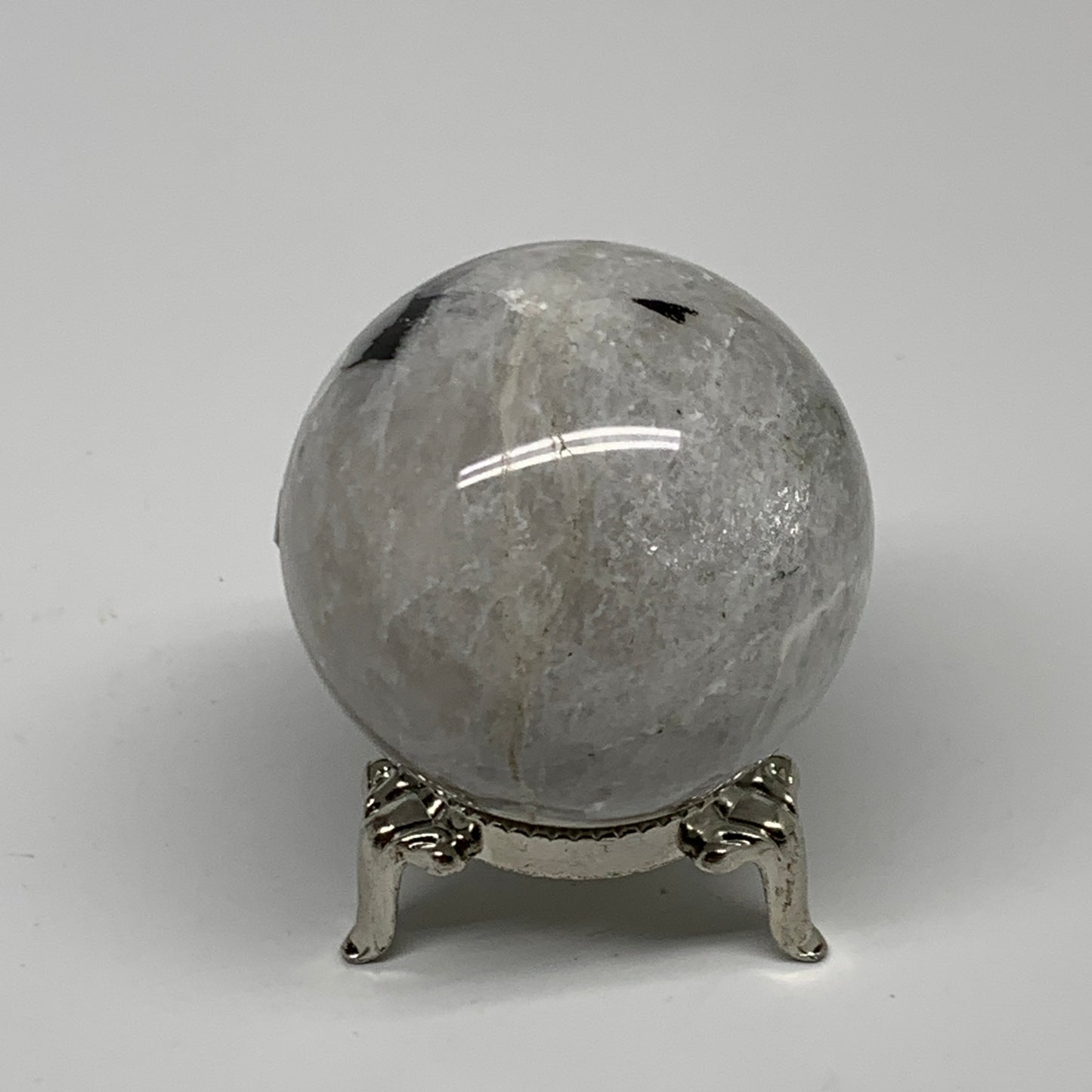 151g, 1.9"(48mm), Natural Rainbow Moonstone Sphere Ball Gemstone, B35191