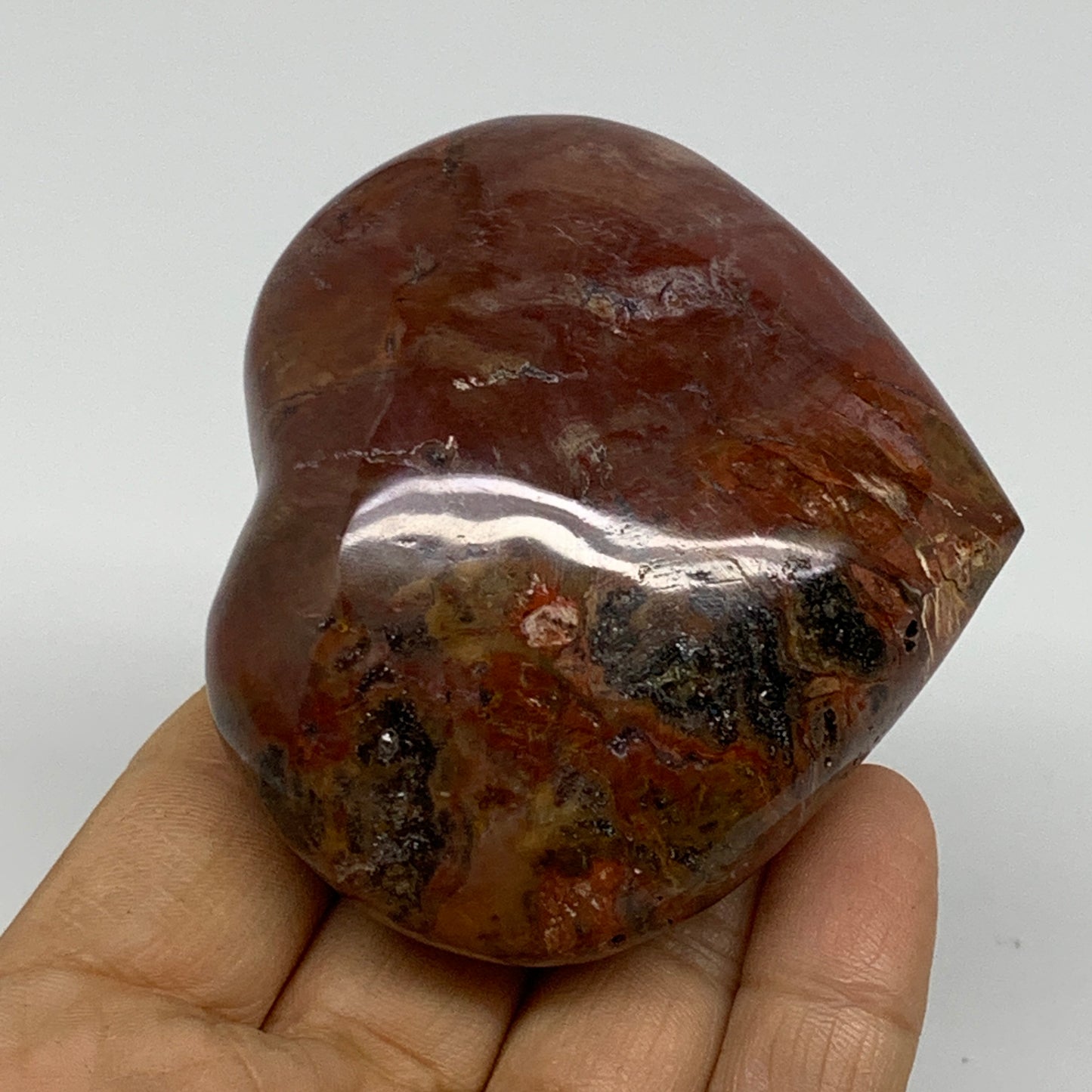 0.41 lbs, 2.5"x2.8"x1.4", Natural Petrified Wood Heart Polished Crystal, B37423