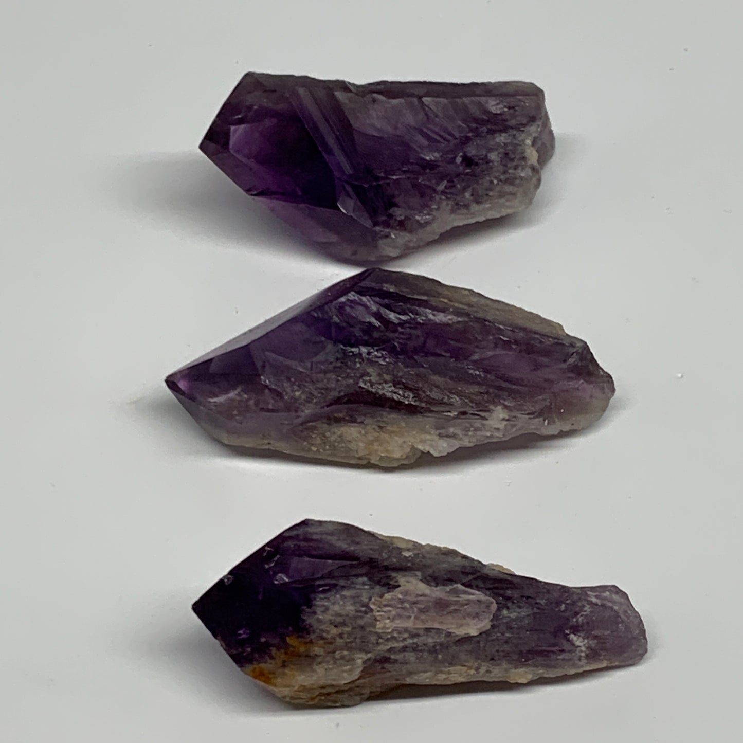98.4g, 2.2" - 2.4", 3pcs, Amethyst Point Polished Rough lower part, B32392