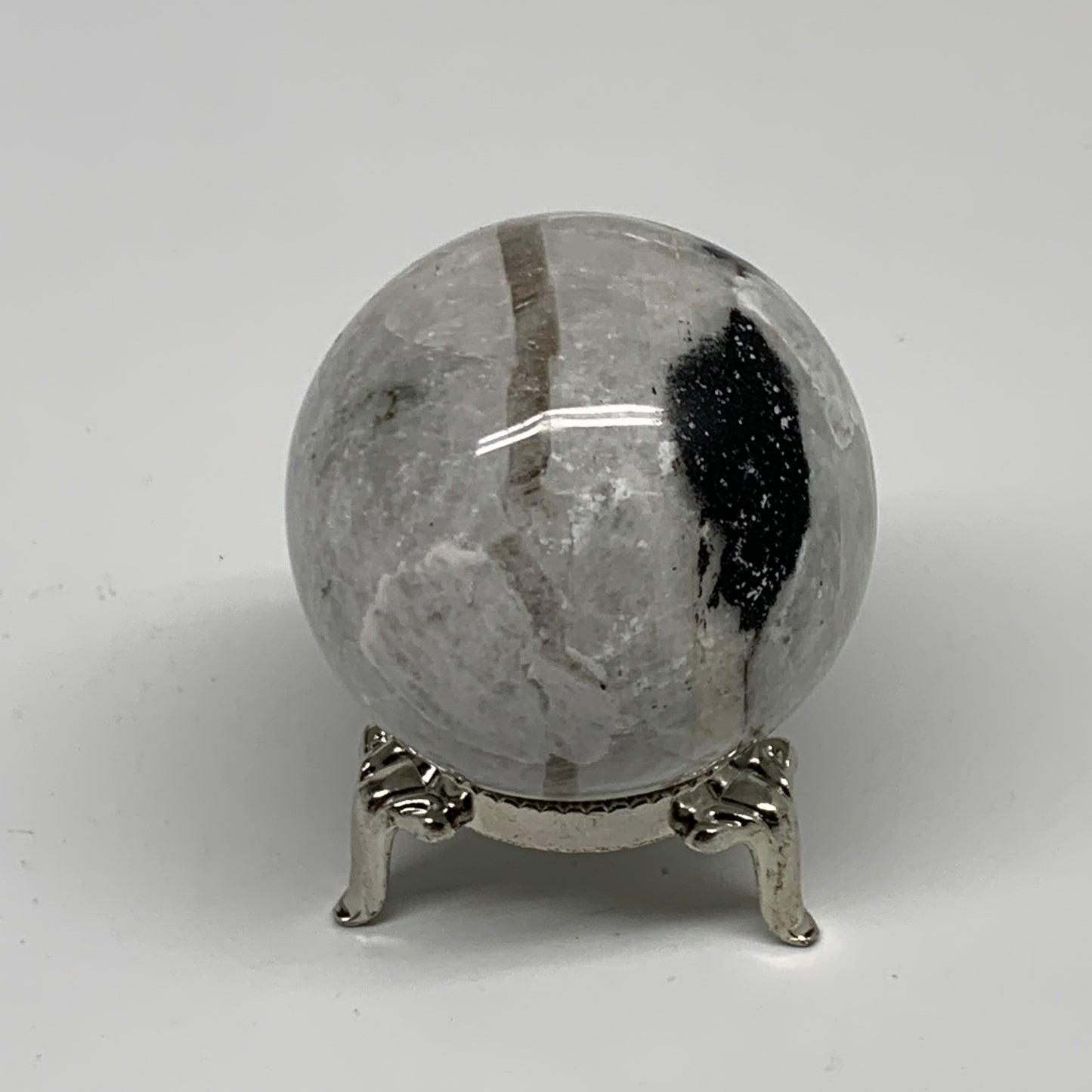 151g, 1.9"(48mm), Natural Rainbow Moonstone Sphere Ball Gemstone, B35191