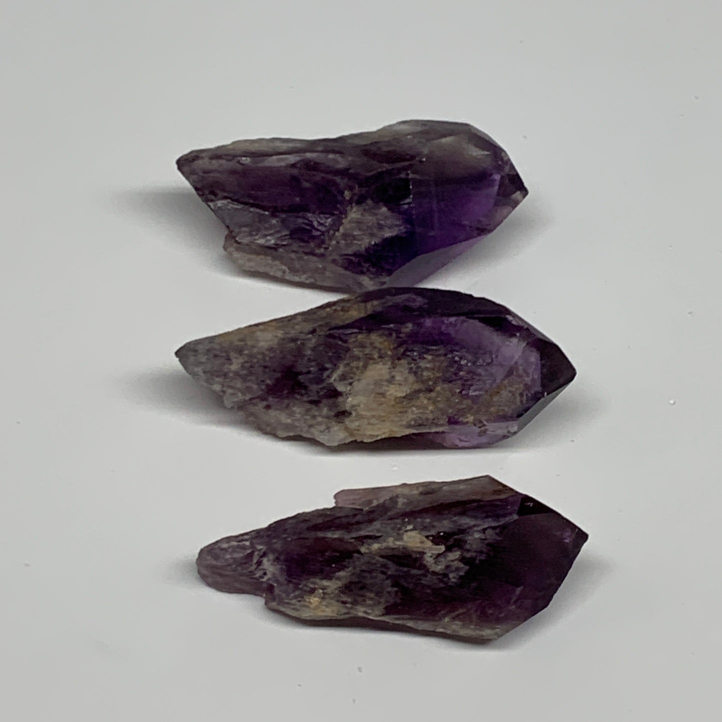 98.4g, 2.2" - 2.4", 3pcs, Amethyst Point Polished Rough lower part, B32392