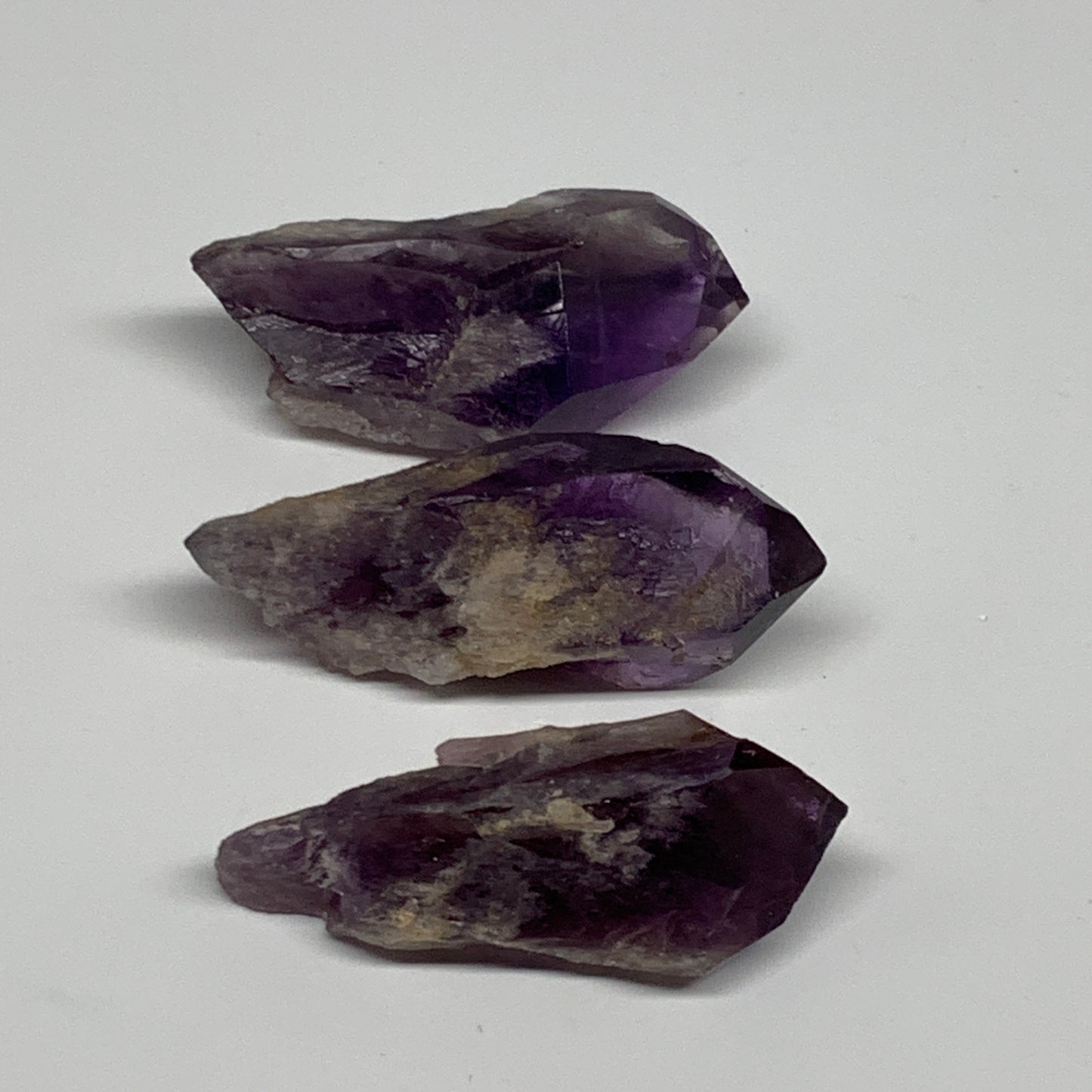 98.4g, 2.2" - 2.4", 3pcs, Amethyst Point Polished Rough lower part, B32392