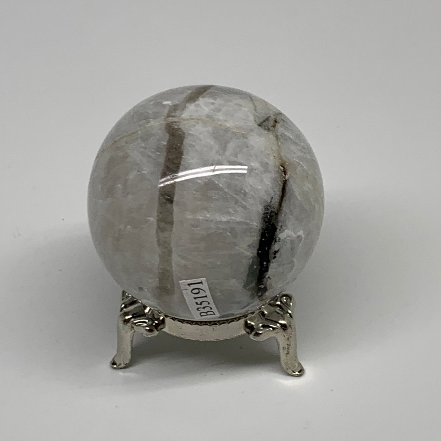 151g, 1.9"(48mm), Natural Rainbow Moonstone Sphere Ball Gemstone, B35191