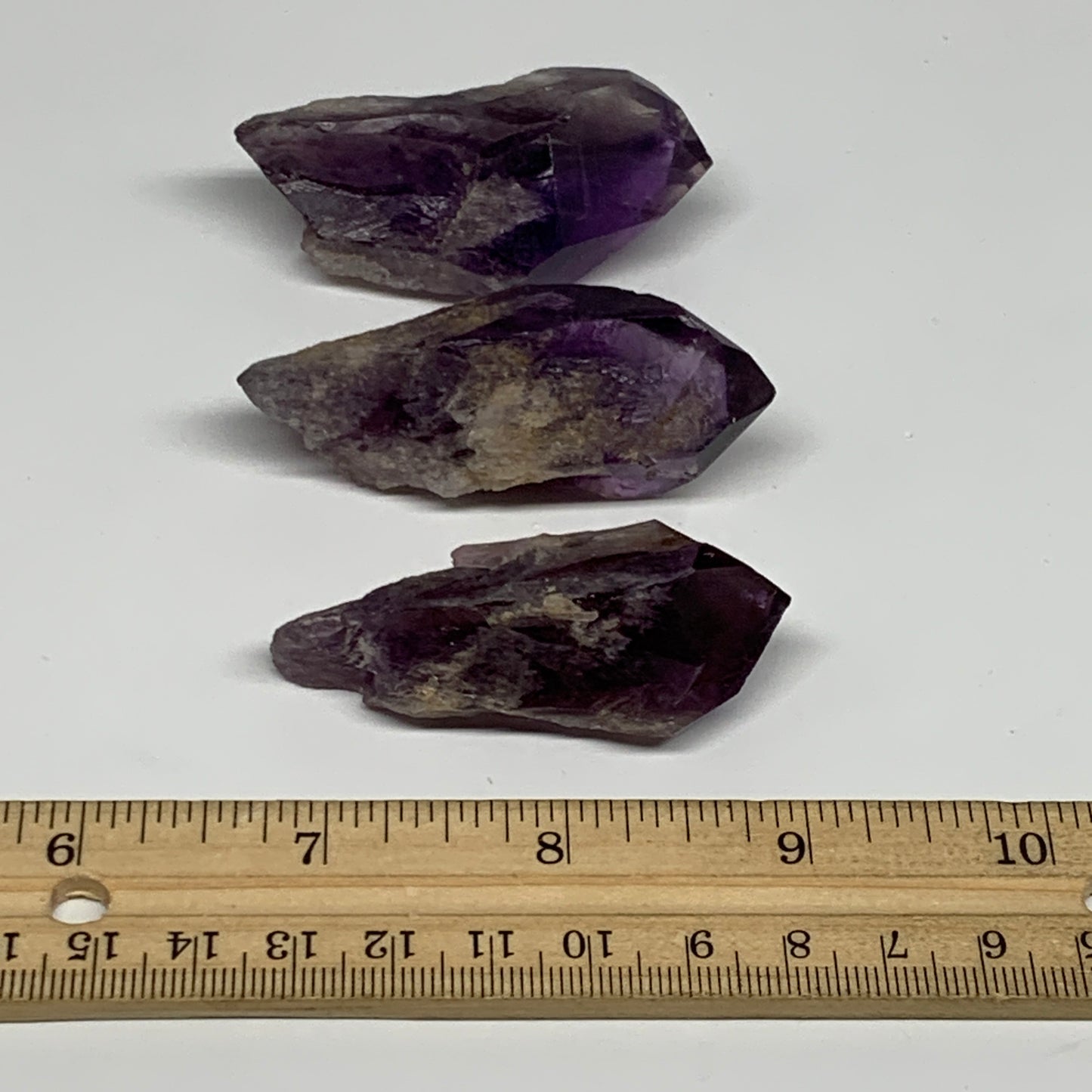 98.4g, 2.2" - 2.4", 3pcs, Amethyst Point Polished Rough lower part, B32392