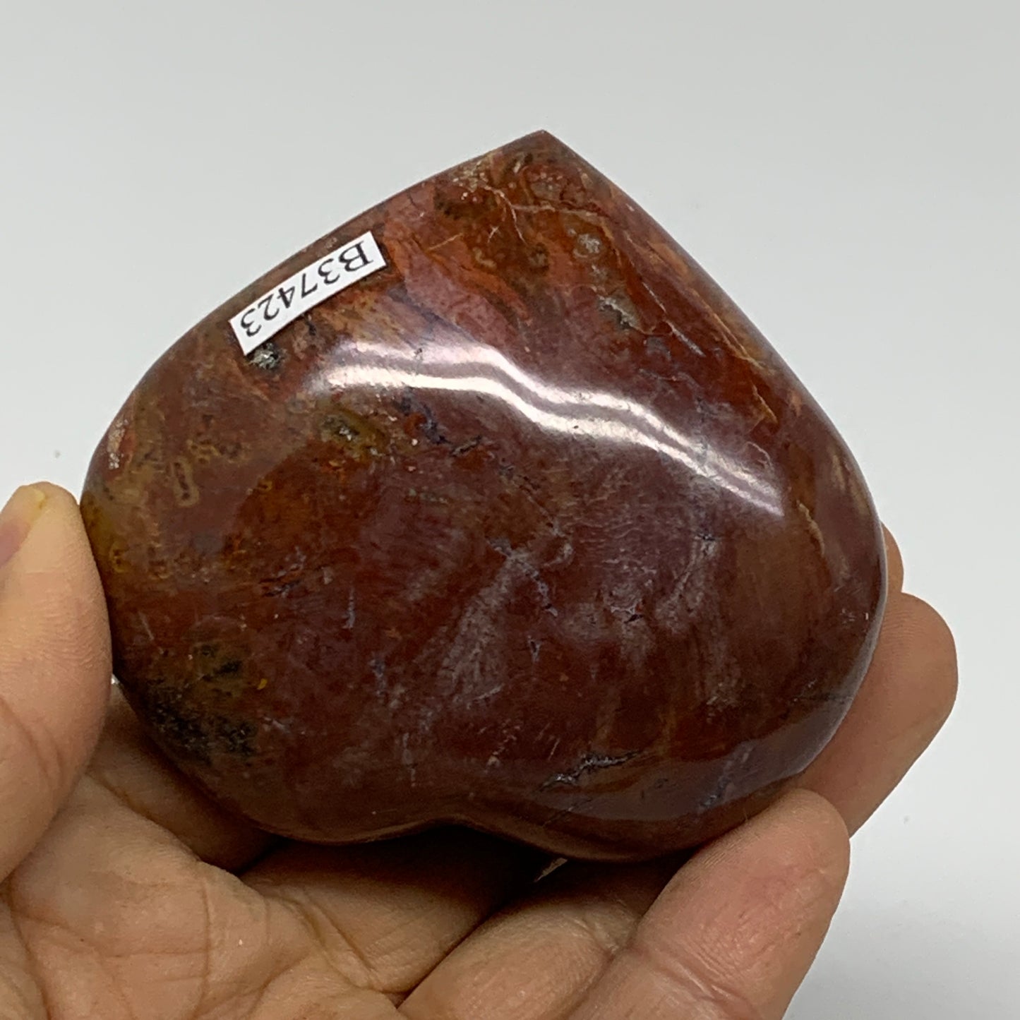 0.41 lbs, 2.5"x2.8"x1.4", Natural Petrified Wood Heart Polished Crystal, B37423